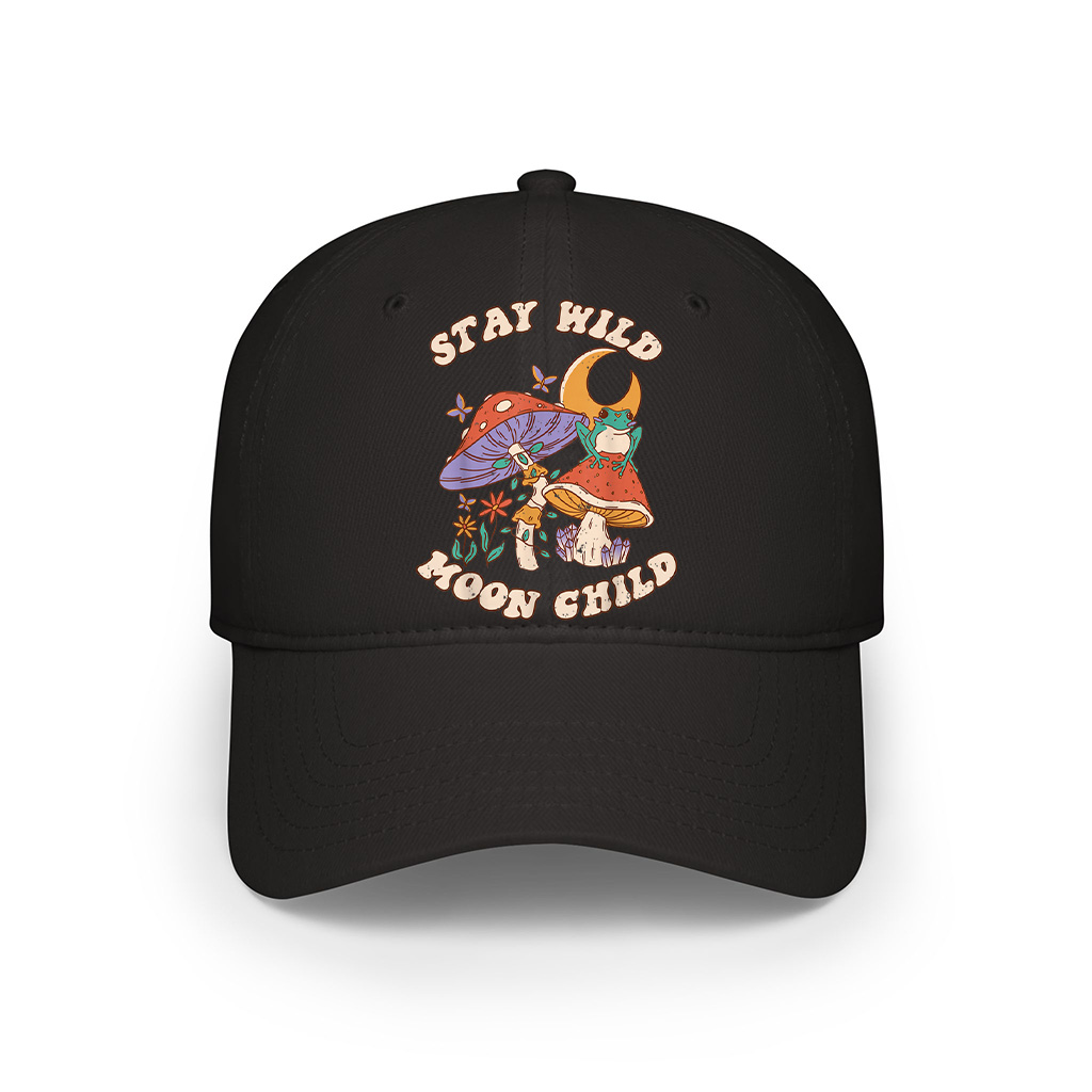 Vintage Retro Stay Wild Moon Child Frog Mushroom Hippie Cap