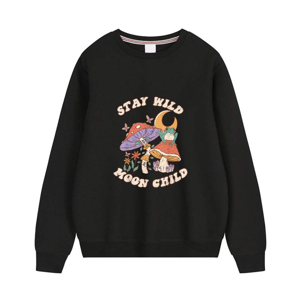 Vintage Retro Stay Wild Moon Child Frog Mushroom Hippie Sweatshirts