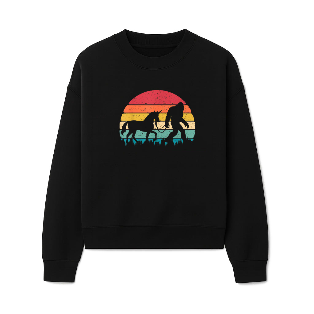 Vintage Retro Sunset Bigfoot Sasquatch Unicorn Believer Sweatshirts 06-10-2025
