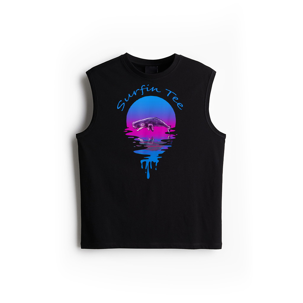 Vintage Retro Sunset Sperm Whale Tank Top
