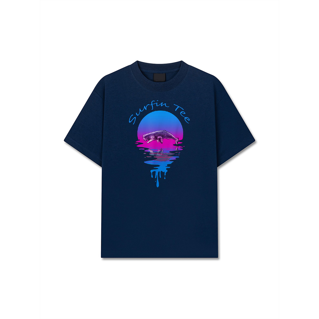 Vintage Retro Sunset Sperm Whale T-Shirt - Image 3