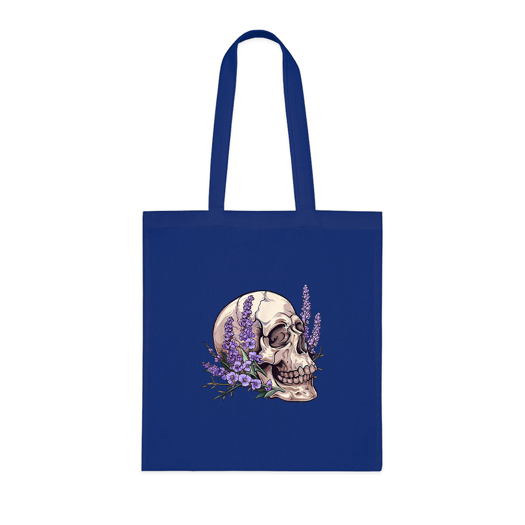 Vintage Skull Purple Lavender Flower Cottagecore Fairycore Tote Bag