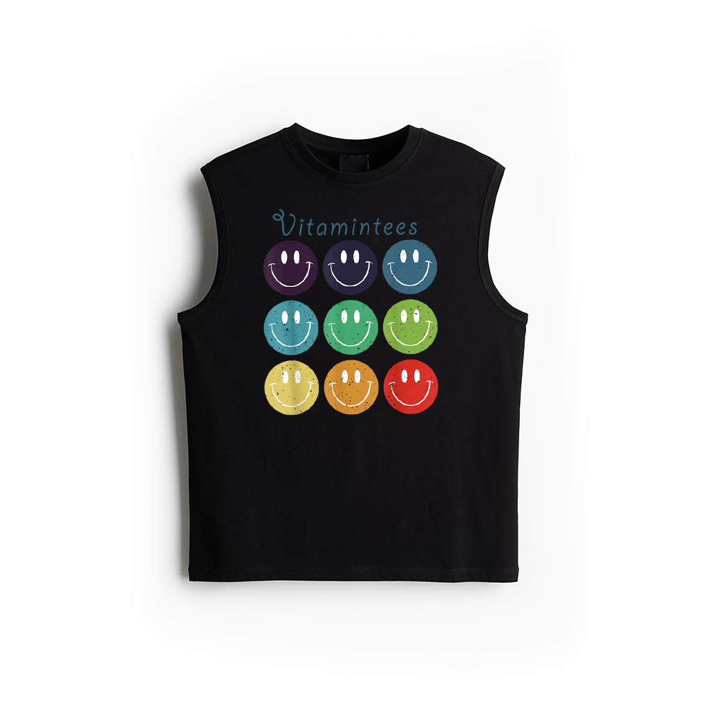Vintage Smile Face 70'S Vibe Yellow Colorful Rainbow Smile Tank Top