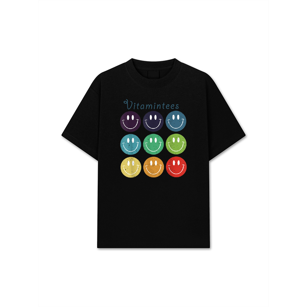 Vintage Smile Face 70'S Vibe Yellow Colorful Rainbow Smile T-Shirt
