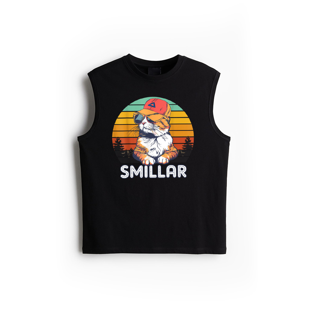 Vintage Style Orange Tabby Cat Friendly Wearing Sunglasses Tank Top