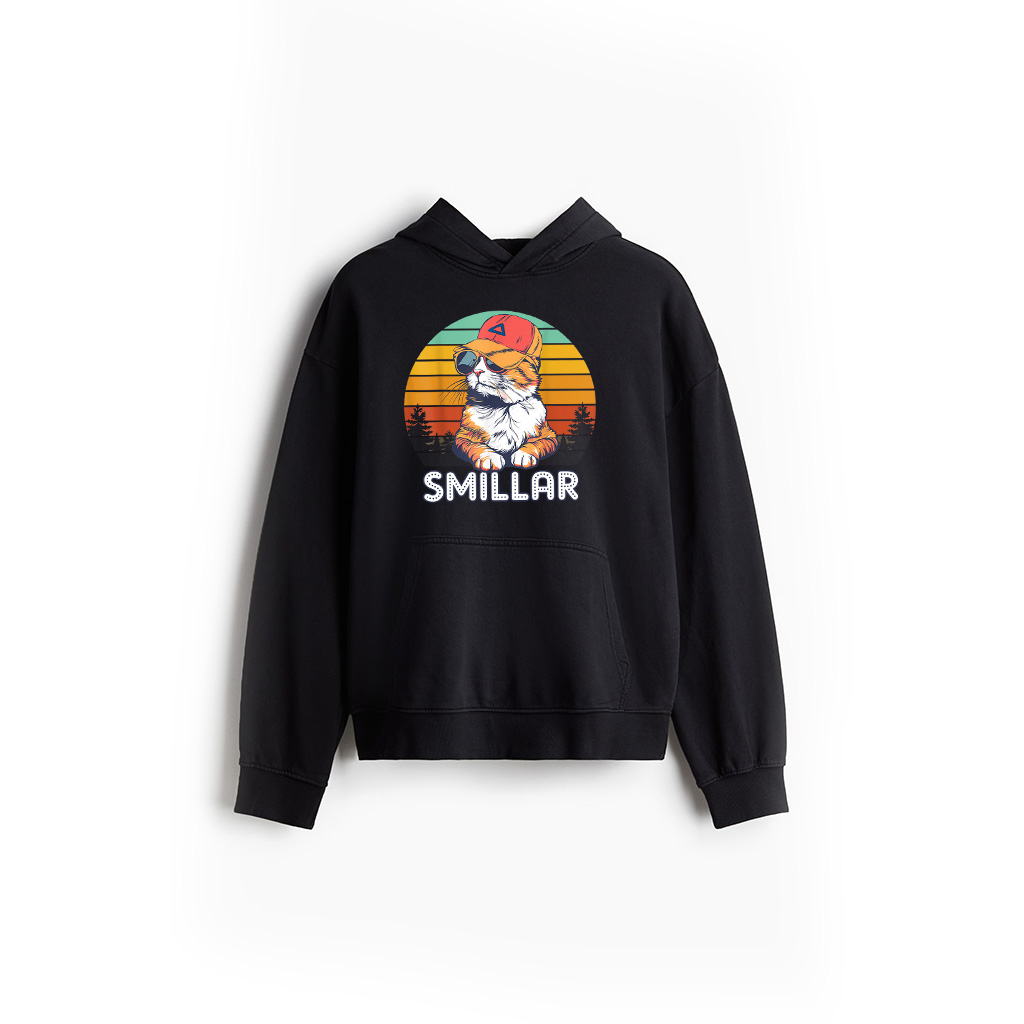 Vintage Style Orange Tabby Cat Friendly Wearing Sunglasses Hoodie