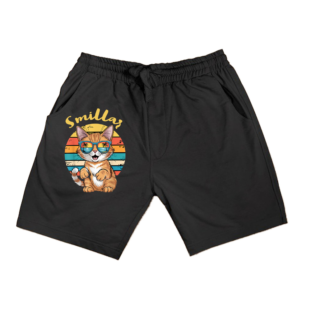 Vintage Style Orange Tabby Cat Fun Wearing Sunglasses Summer Shorts