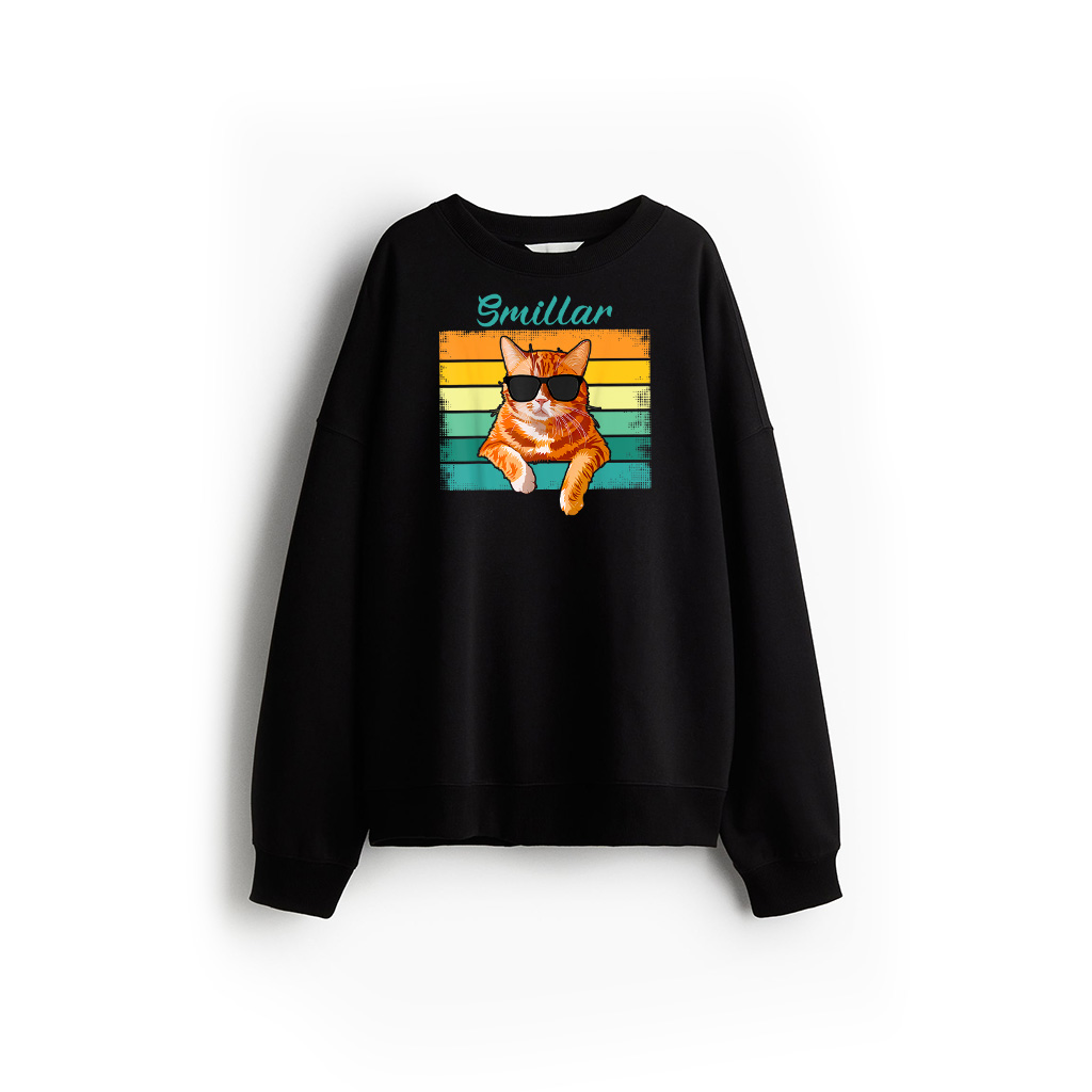 Vintage Style Orange Tabby Cat Wearing Sunglasses Funny Sweatshirt