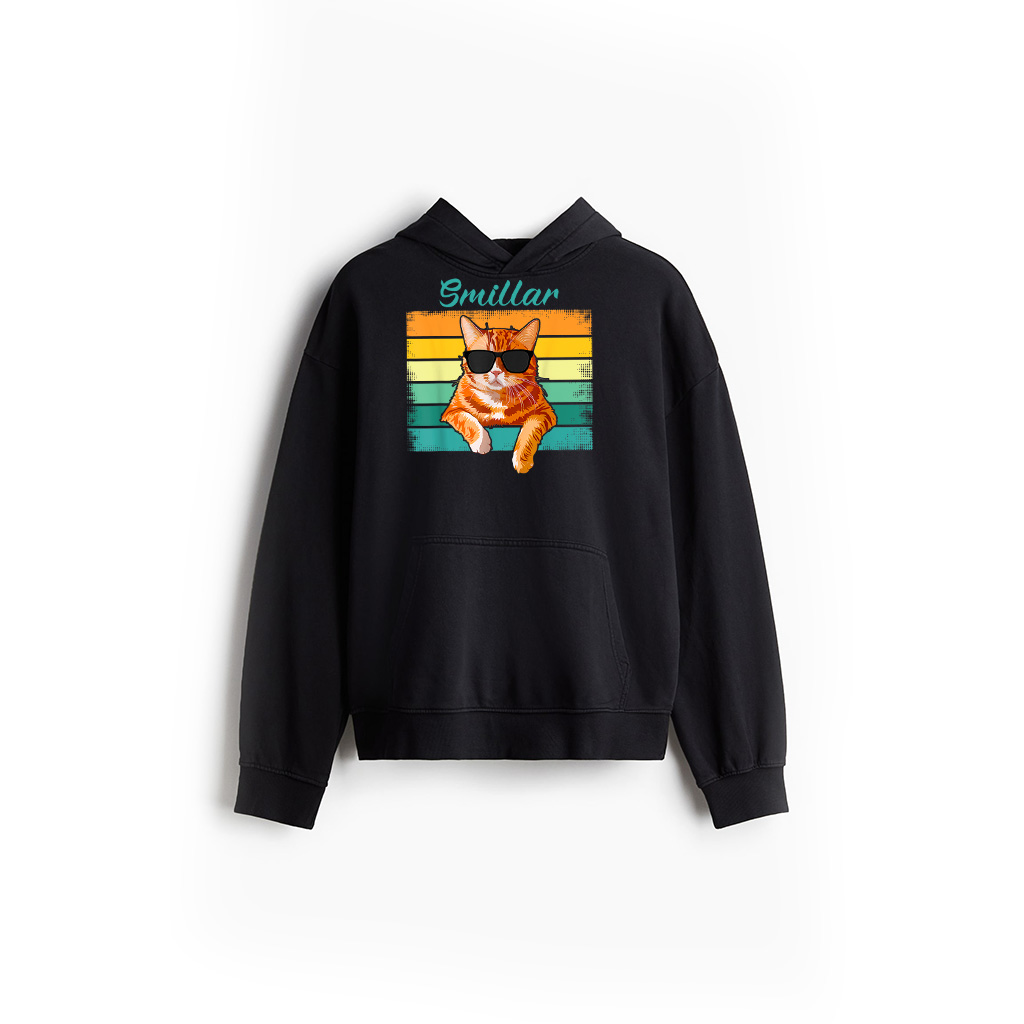 Vintage Style Orange Tabby Cat Wearing Sunglasses Funny Hoodie