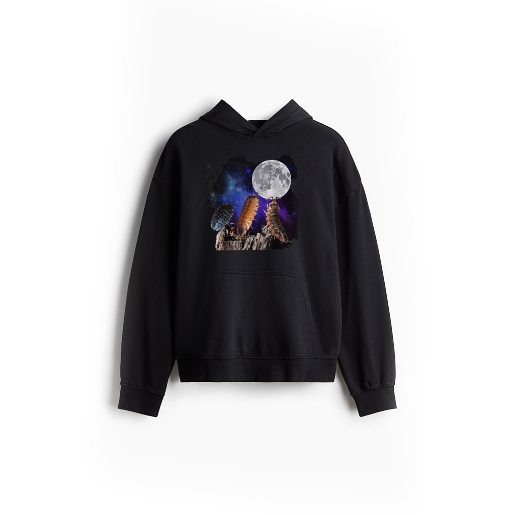 Vintage Three Isopods Howling At The Moon Insect Entomology Hoodie