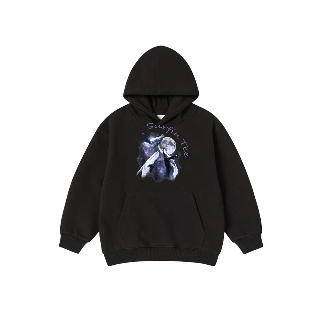 Vintage Three Whale Howling At The Moon Sea Animal Summer Hoodie