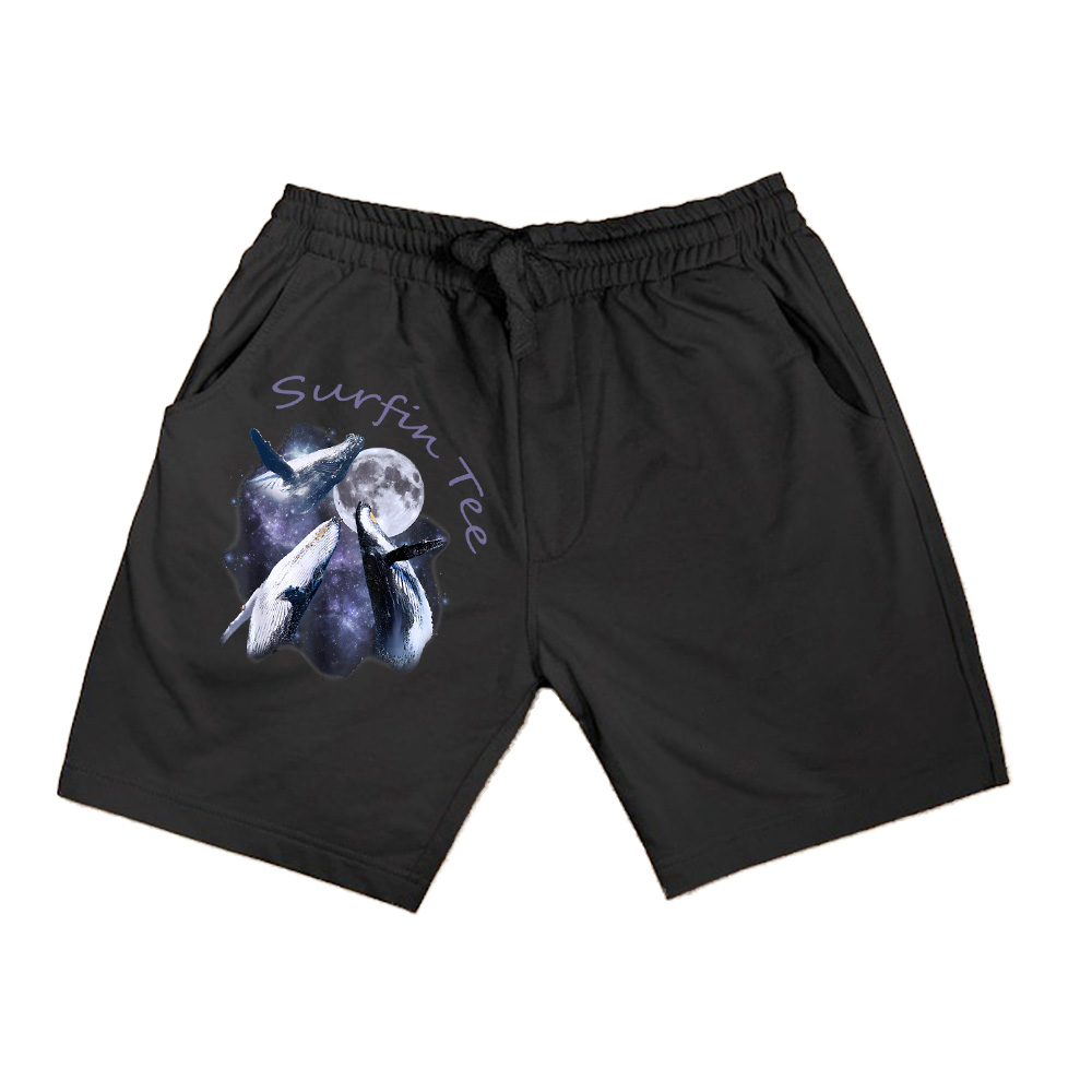 Vintage Three Whale Howling At The Moon Sea Animal Summer Shorts