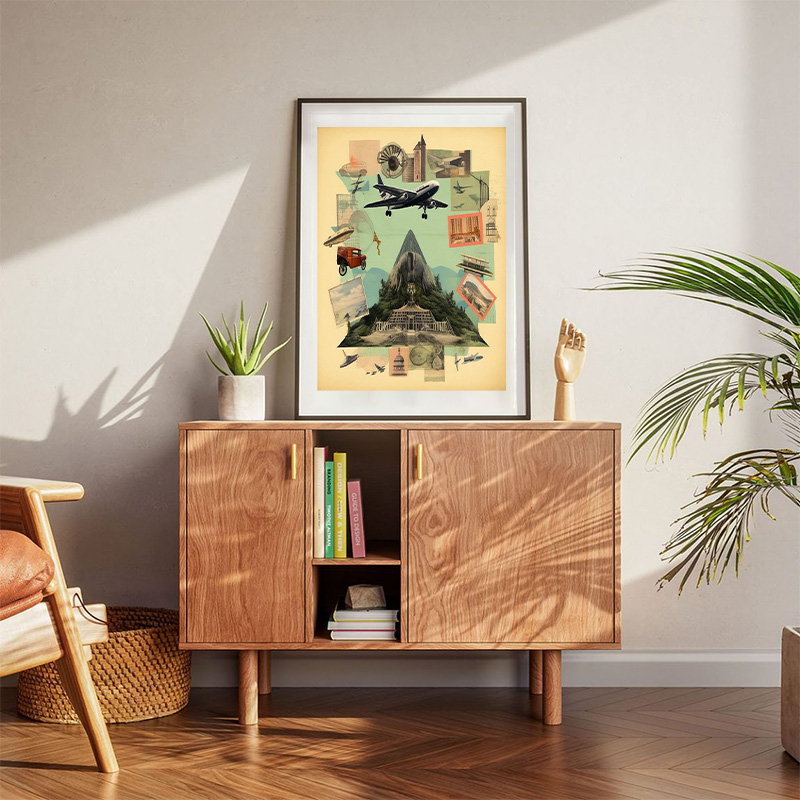Vintage Travel With Airplane Mountains Poster