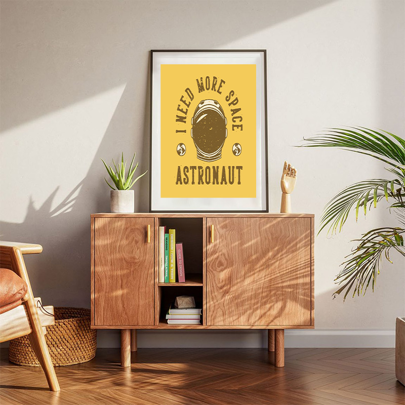Vintage Typography I Need More Space Astronaut Poster