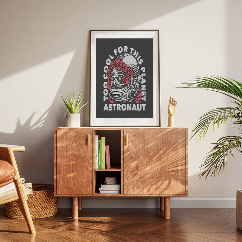 Vintage Typography Too Cool For This Planet Astronaut Poster