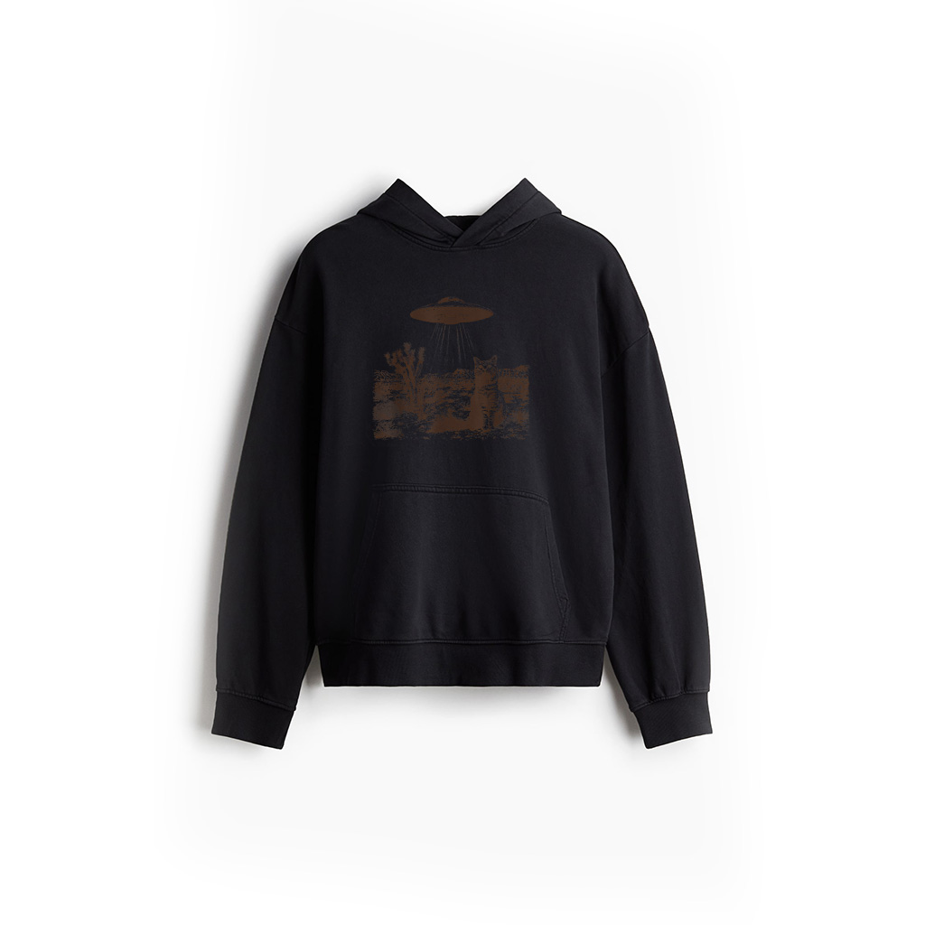 Vintage UFO Cowboy Cat Wild West Kitten Retro 90S Western Hoodie