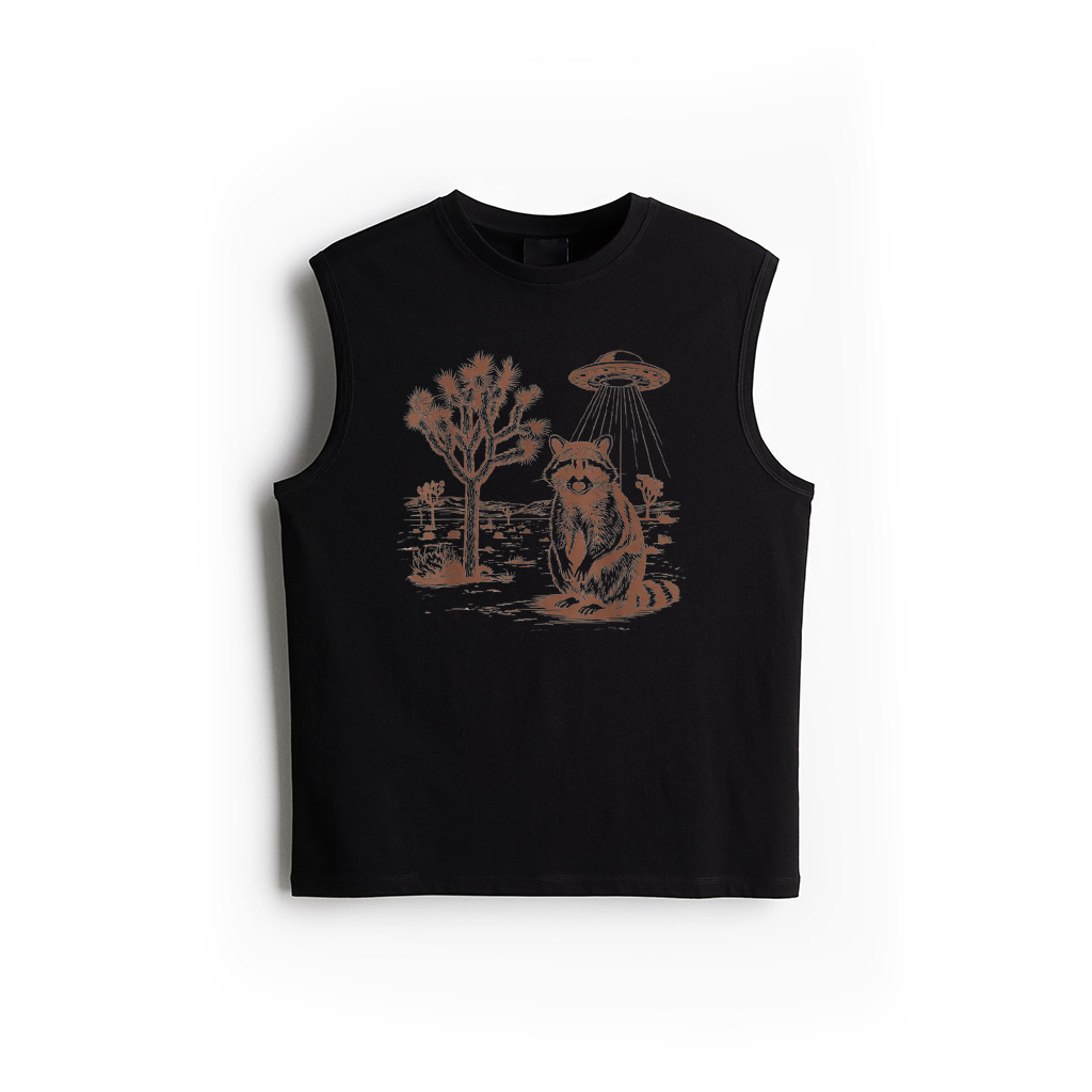 Vintage UFO Cowboy Racoon Tank Top Retro 90S Western Funny Gag Tank Top