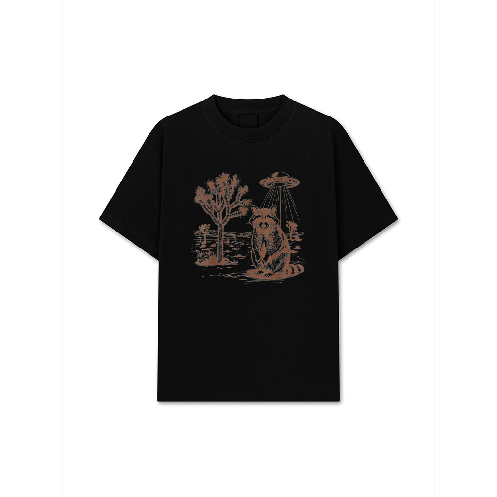 Vintage UFO Cowboy Racoon T-Shirt Retro 90S Western Funny Gag T-Shirt