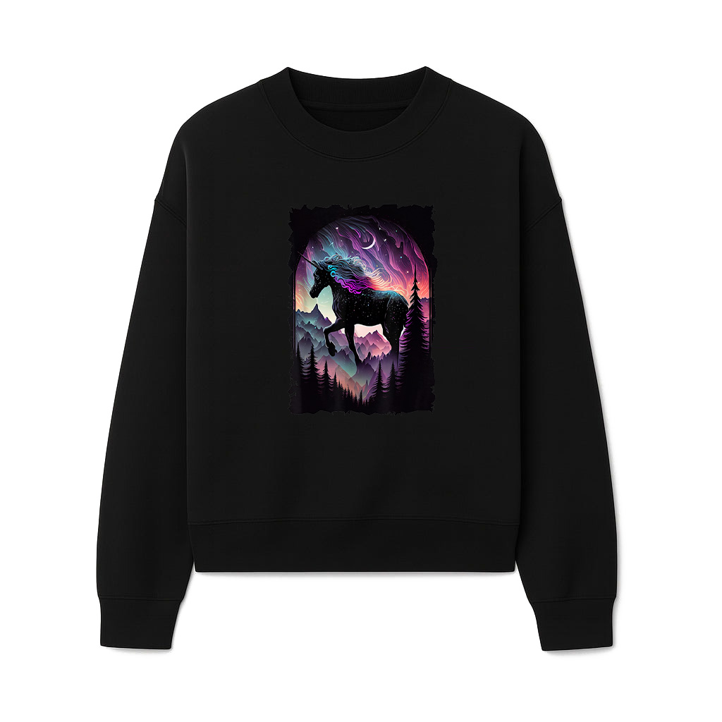 Vintage Unicorn Silhouette With Mountain Sunset Fantasy Sweatshirts 06-10-2025