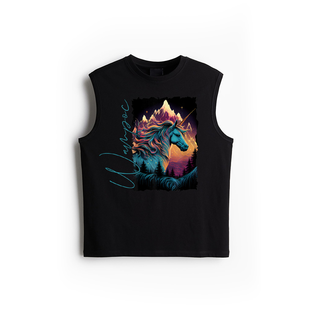 Vintage Unicorn Silhouette With Mountain Sunset Fantasy Tank Top