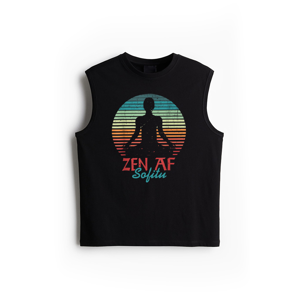 Vintage Yoga Zen AF Funny Medication Lotus Pose Cute Clothes Tank Top