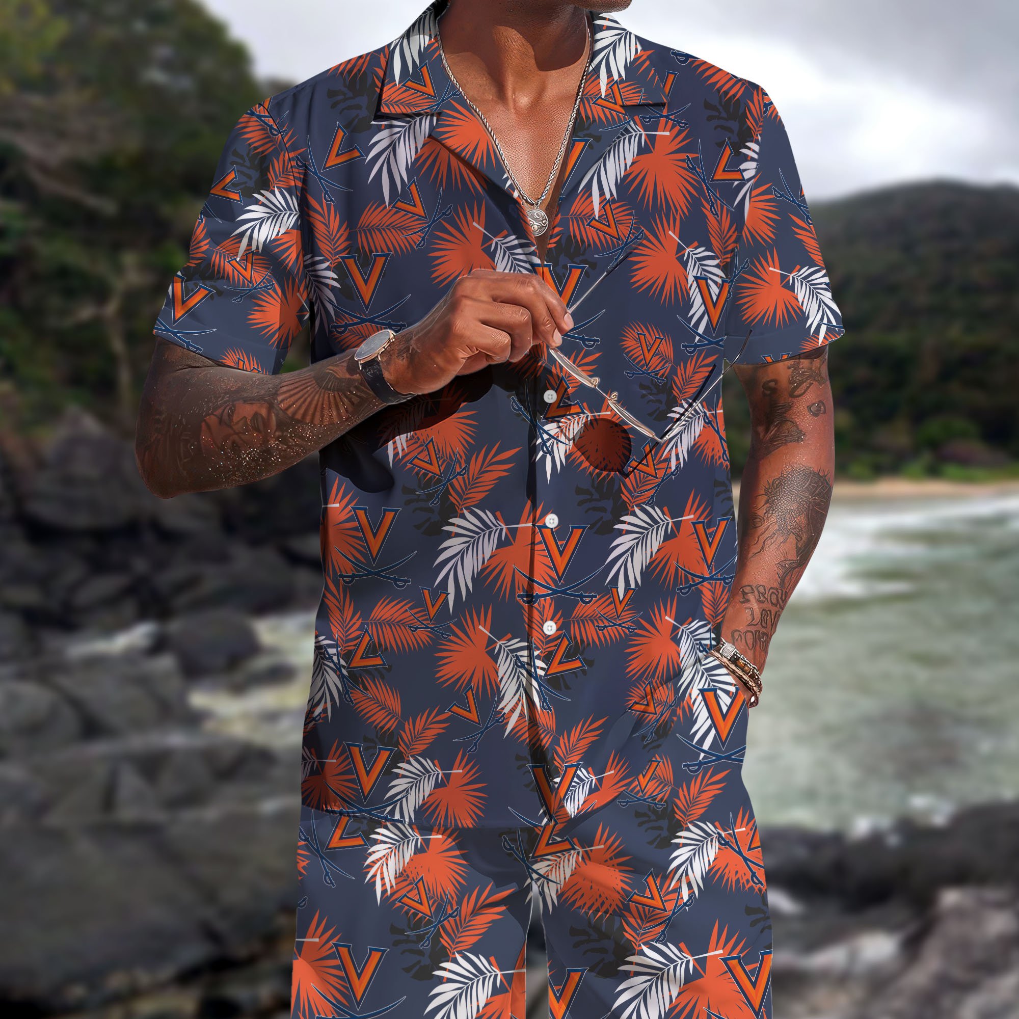 Virginia Cavaliers Hawaiian Shorts Set 2025 Version, Hawaiian Shirts, Sports Shorts, Gifts For Fan