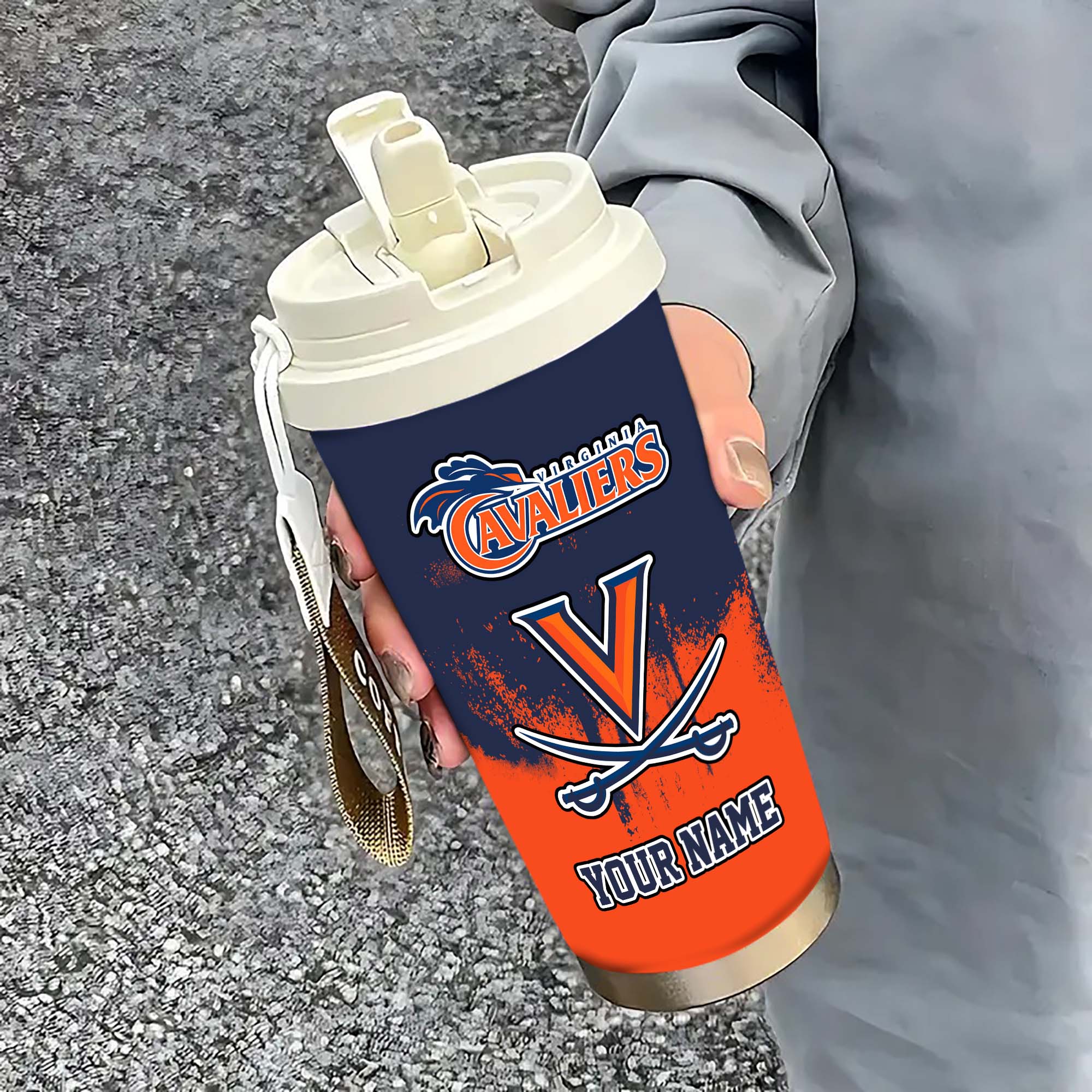 Virginia Cavaliers Insulated Coffee Mug With Straw And Lid, Portable Coffee Travel Mug For Car, Fan Gifts