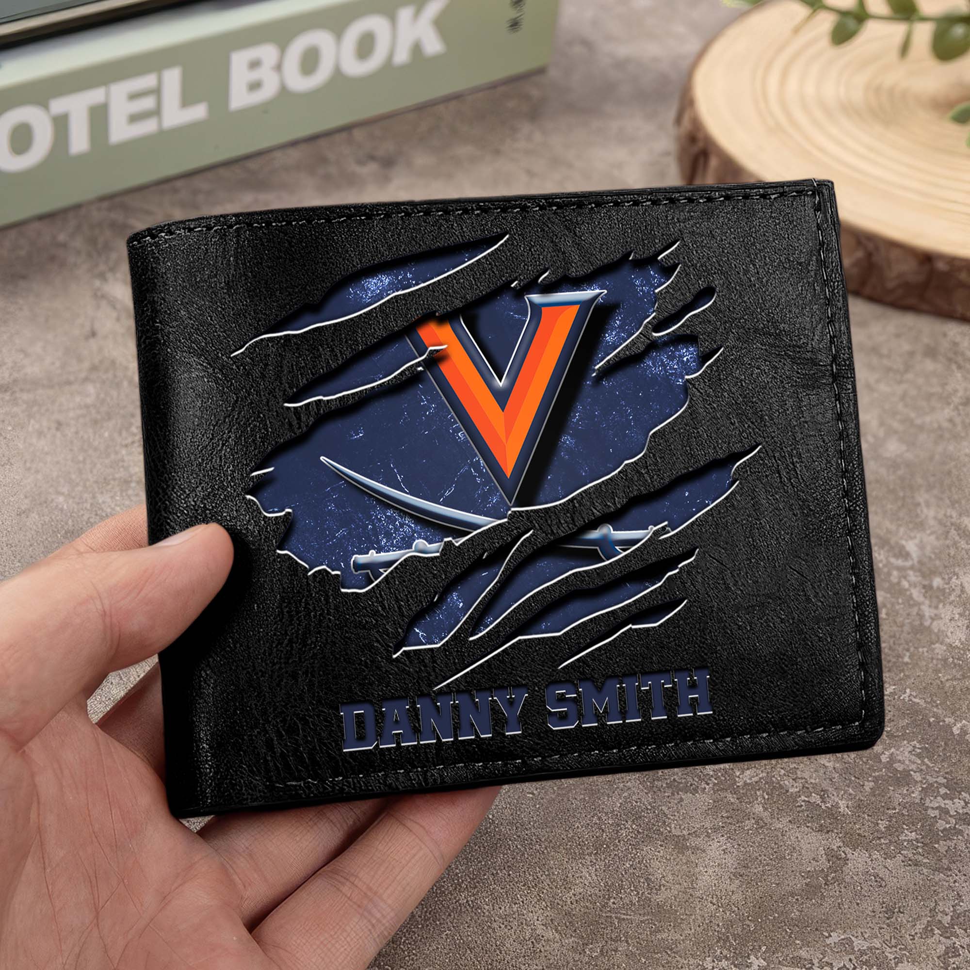 Virginia Cavaliers Men Wallet Custom Your Name, Football Team Men Wallet For Fans, Gifts For Football Lovers