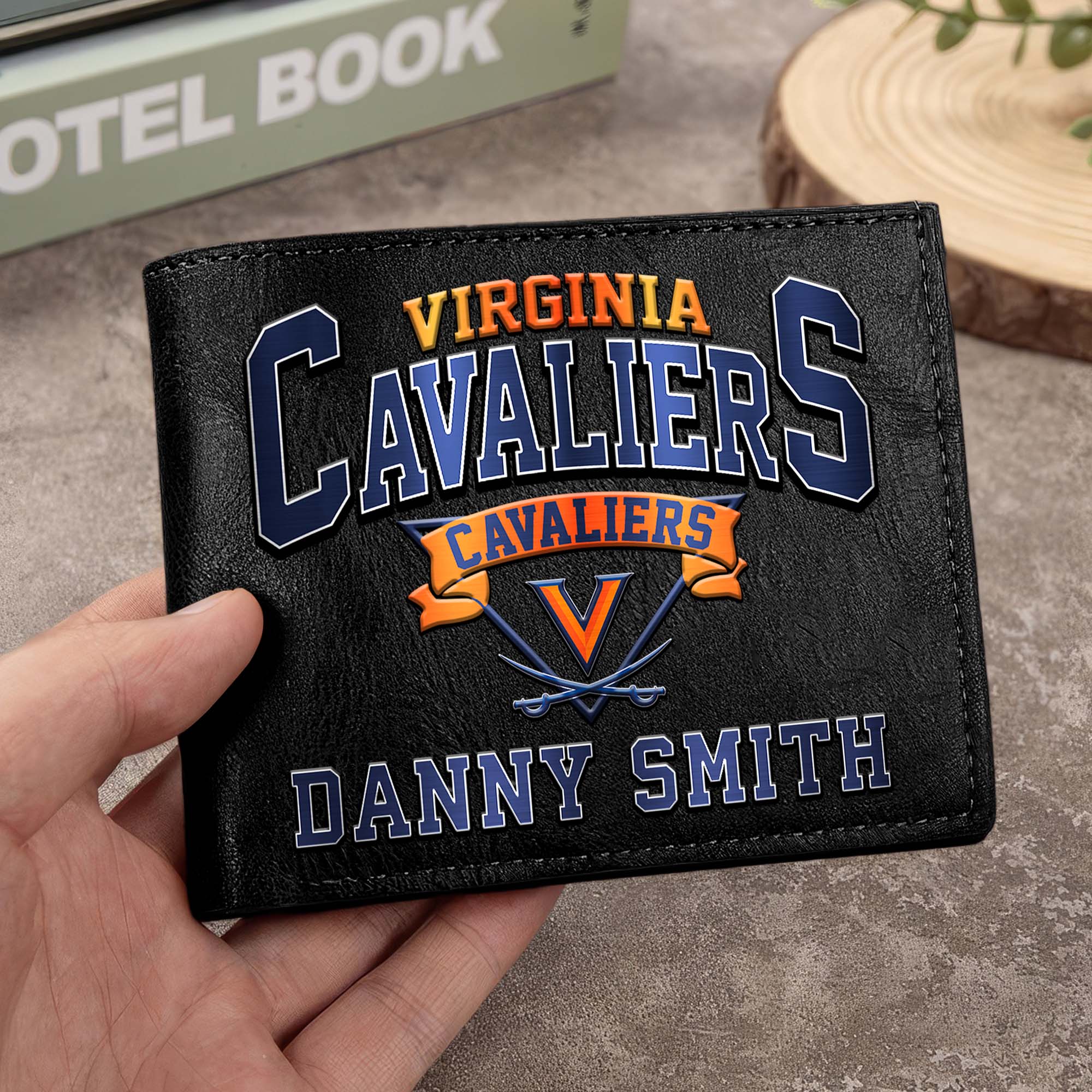 Virginia Cavaliers Men Wallet Custom Your Name, Football Team Men Wallet For Fans, Gifts For Football Lovers