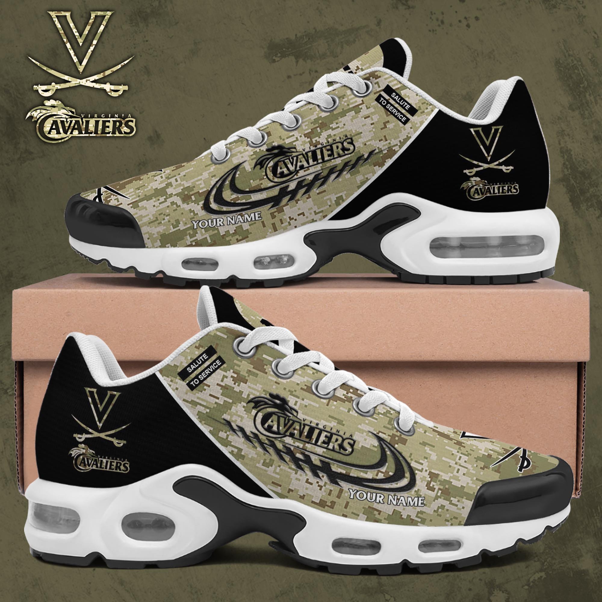 Virginia Cavaliers TN Shoes 2025 Version Custom Name, Camouflage Shoes, Gifts For Football Lovers