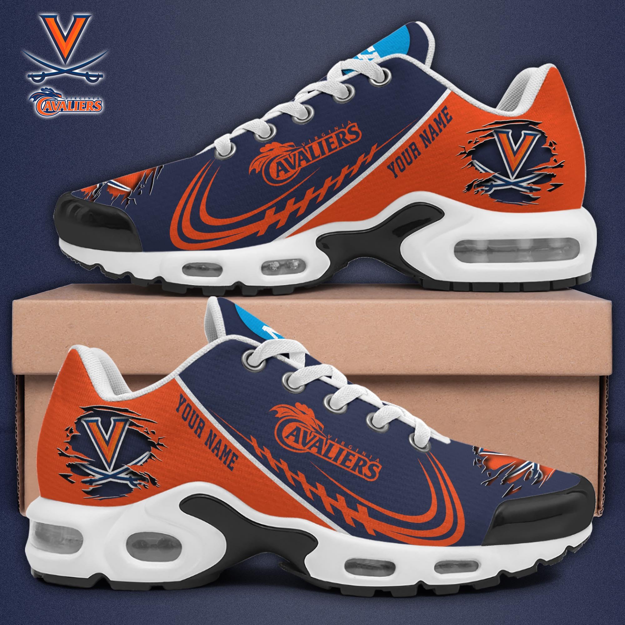 Virginia Cavaliers TN Shoes 2025 Version Custom Name, Sport Shoes For Fan, Fan Gifts