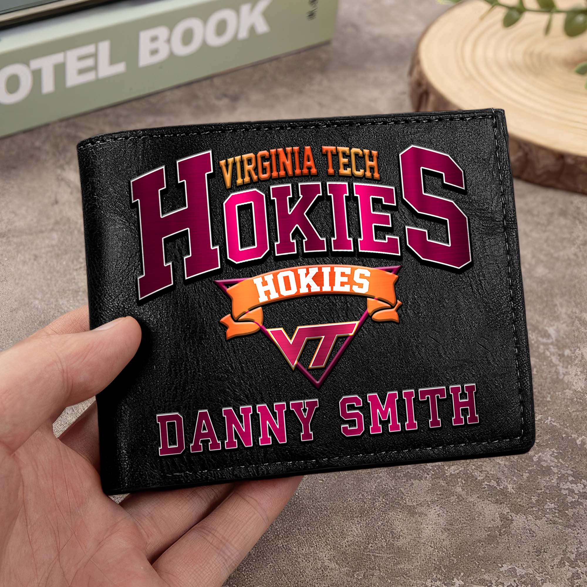 Virginia Tech Hokies Men Wallet Custom Your Name, Football Team Men Wallet For Fans, Gifts For Football Lovers