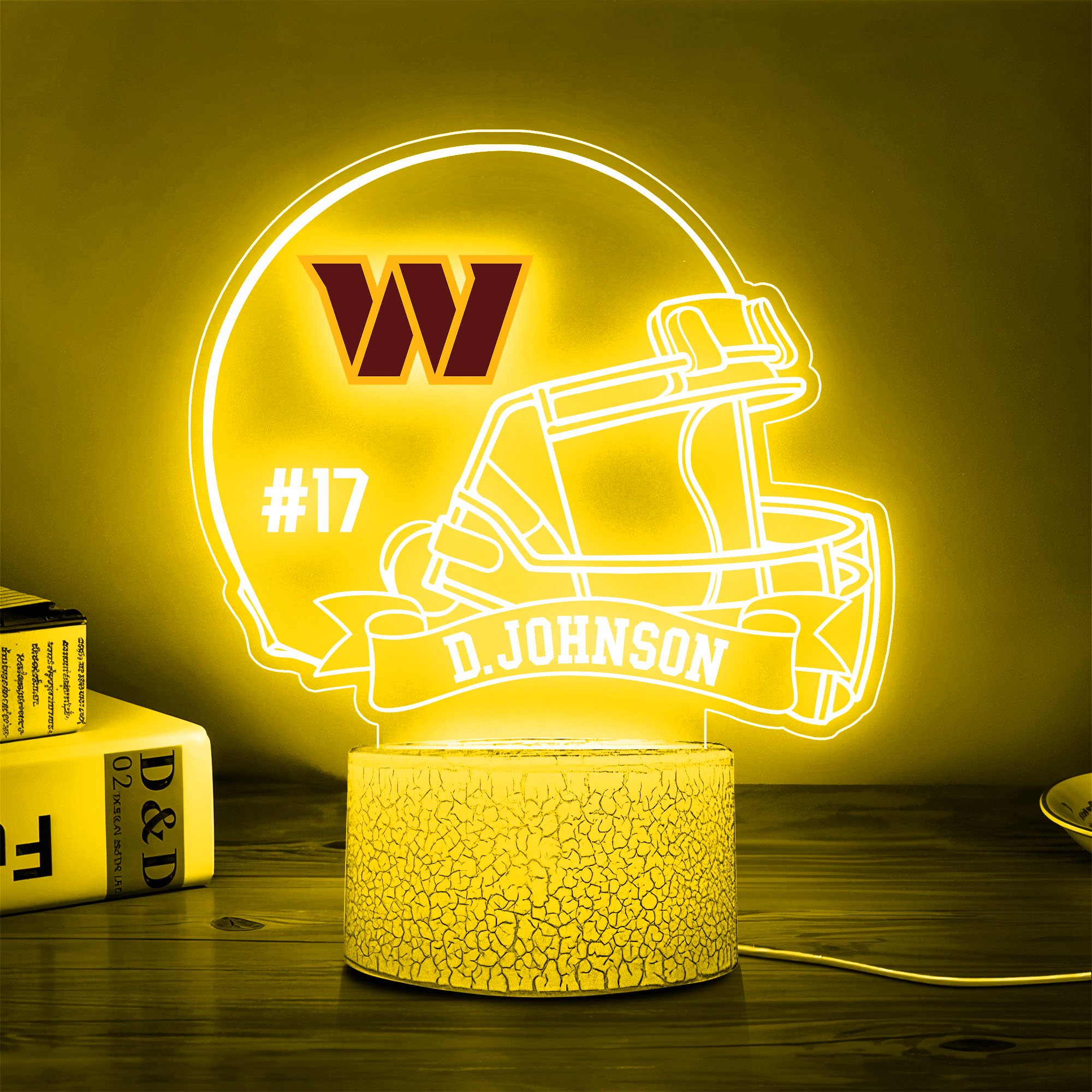 Washington Commanders 3D Led Lamp Custom Name And Number, Sport Lamp, Home Decor 