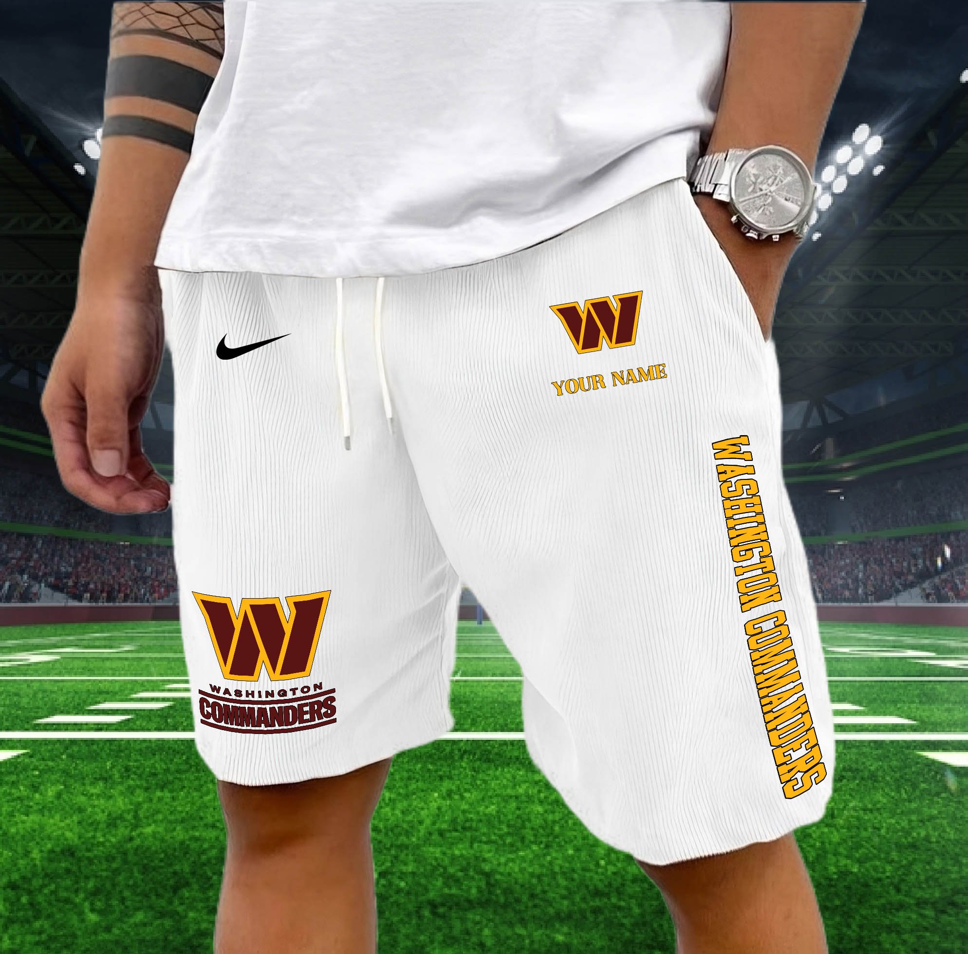 Washington Commanders Corduroy Shorts Custom You Name, Sport Corduroy Shorts, Gifts For Fan