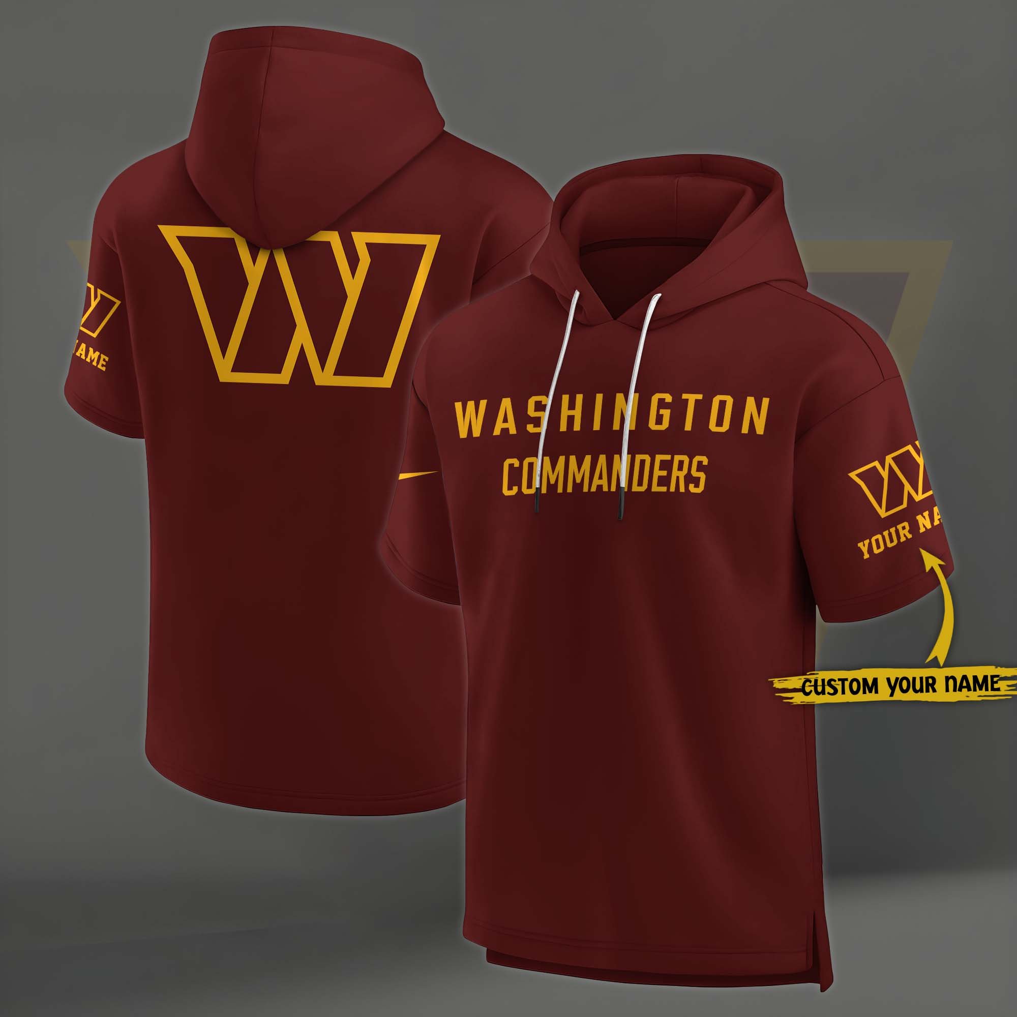 Washington Commanders Elements Future Ground Lettering Short Sleeve Pullover Hoodie Custom Name, Gifts For Football Lovers EHIVM 03121220