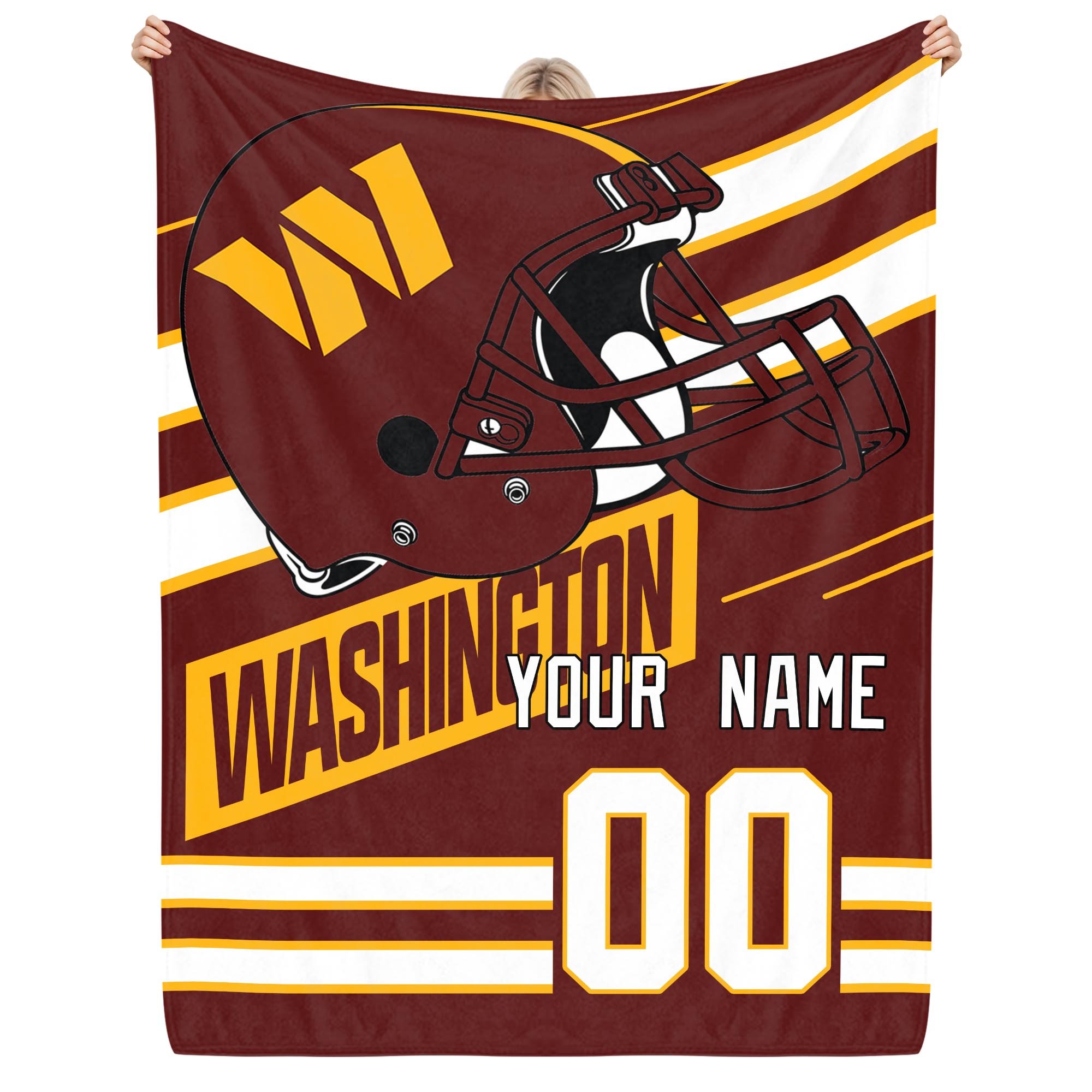 Washington Commanders Fleece Blanket Custom Name And Number, Sport Blanket For Fans