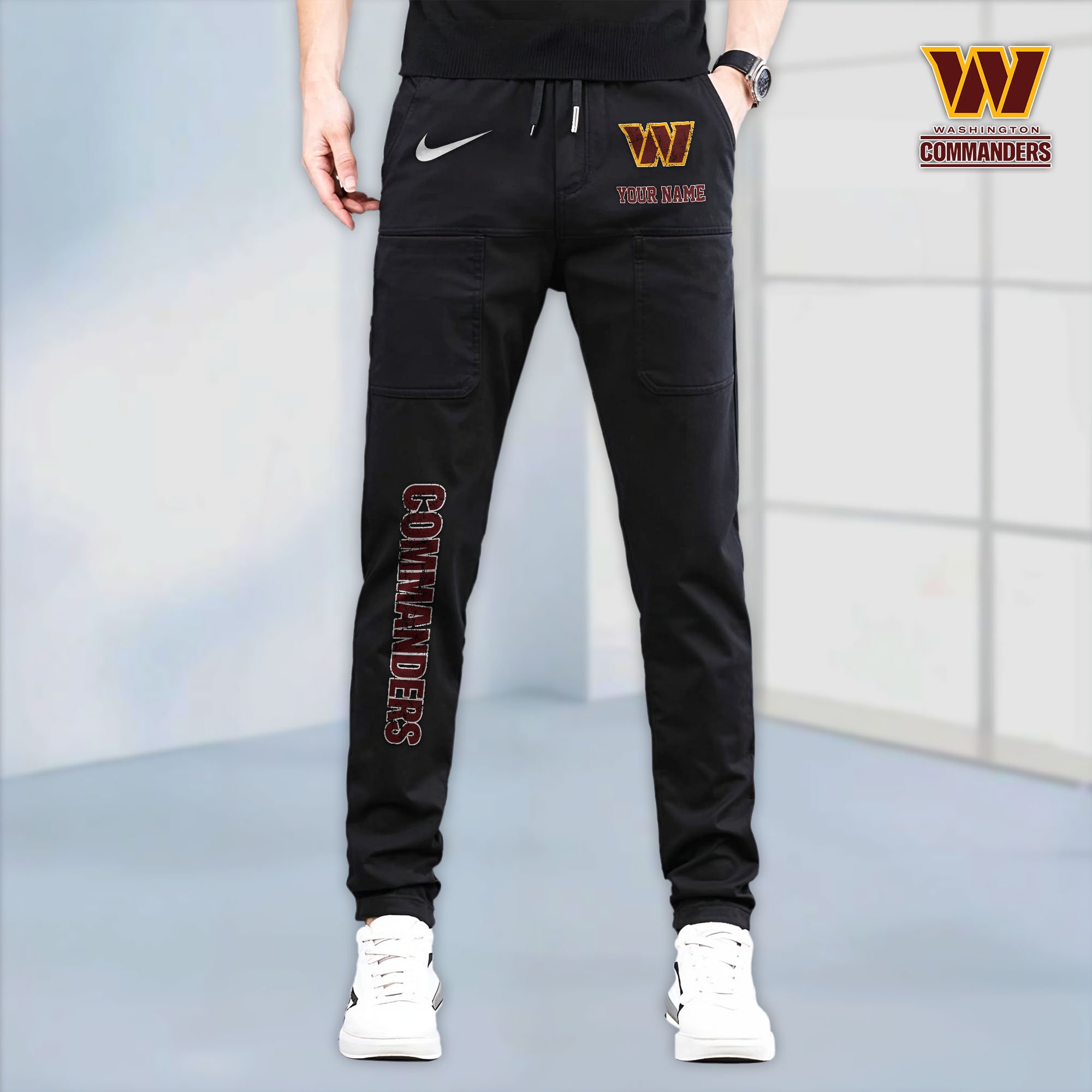 Washington Commanders High Stretch Multi Pocket Durable Cargo Pants - Long Custom Name 