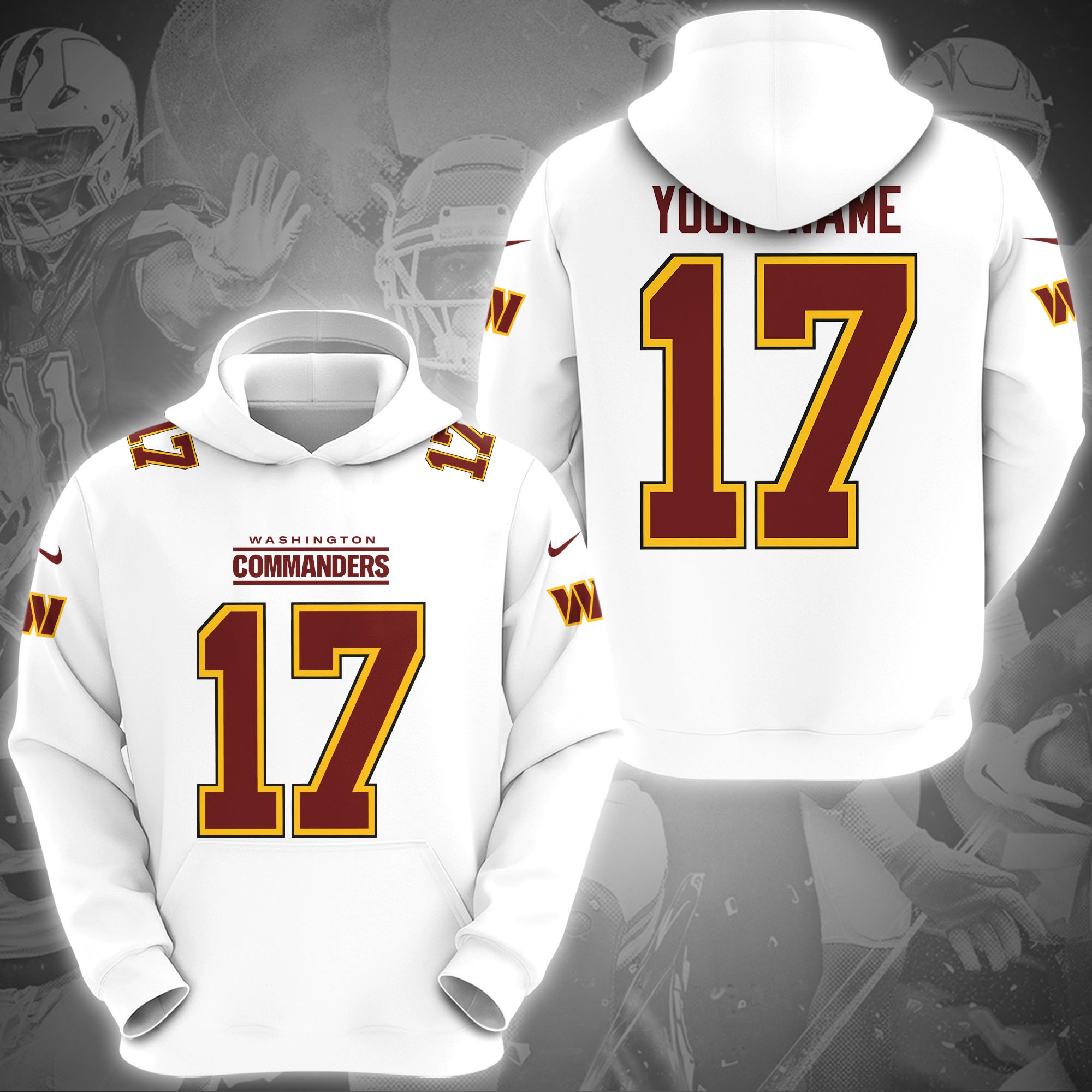 Washington Commanders Hoodie Custom Name And Number, Sport Gifts, Fan Gifts
