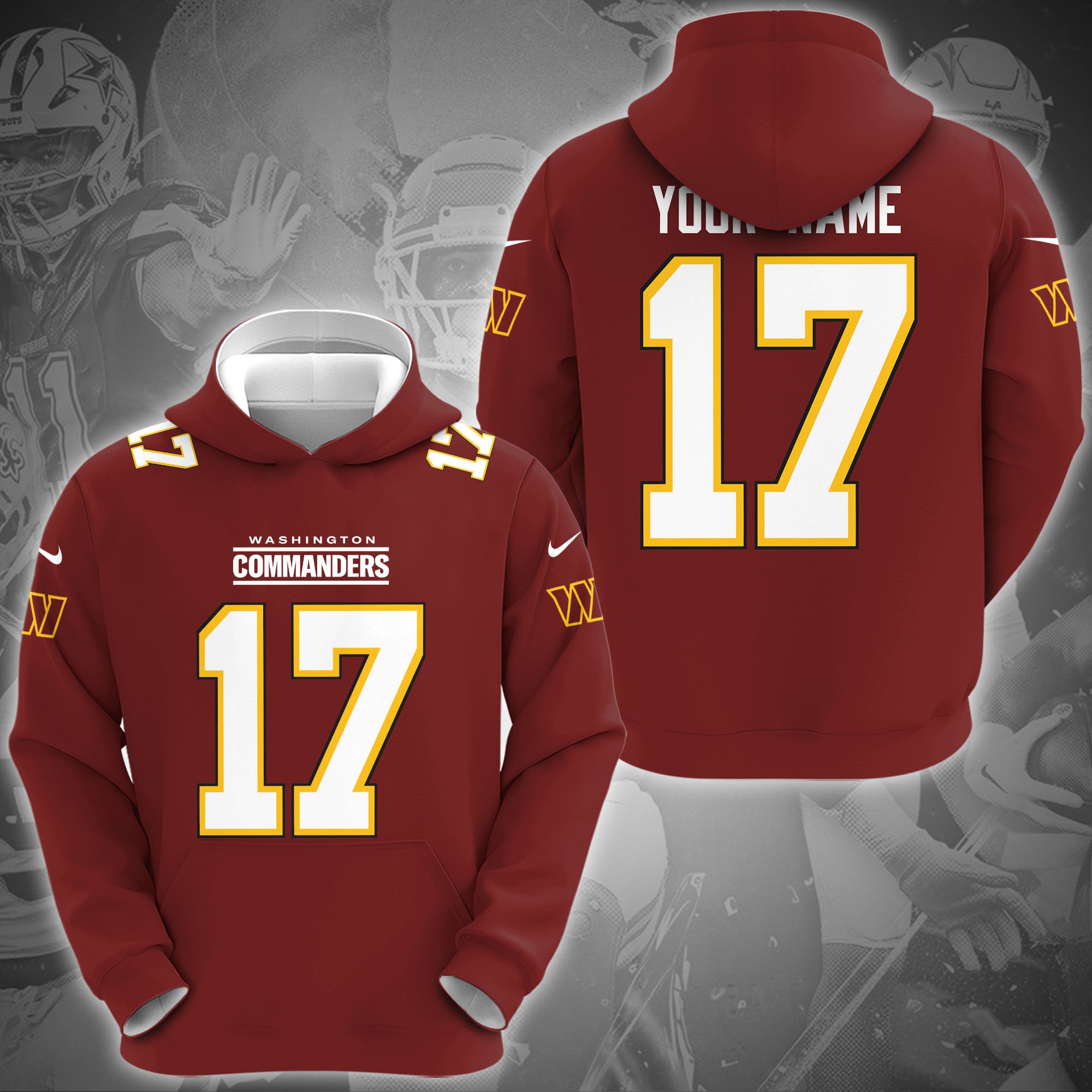 Washington Commanders Hoodie Custom Name And Number, Sport Gifts For Fans
