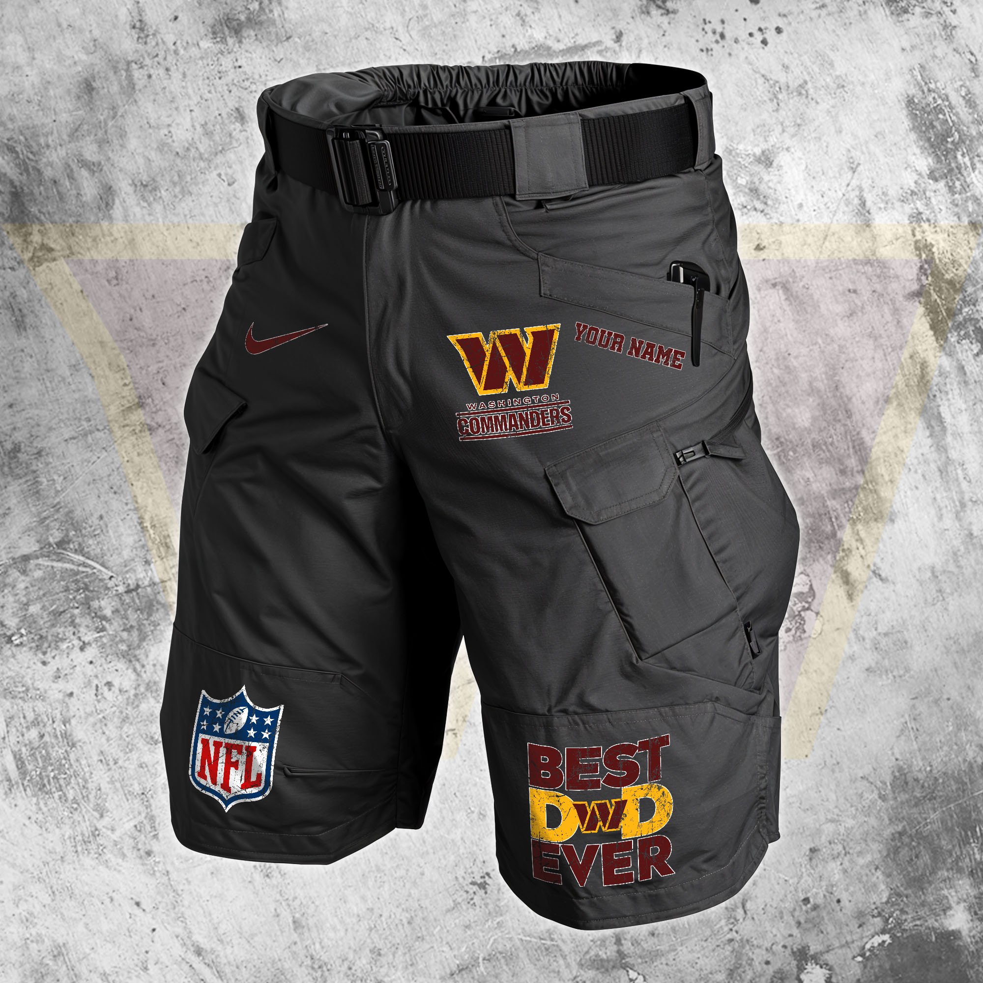 Washington Commanders Men Cargo Shorts Custom Your Name, Football Lovers Clothings, Fathers Day Gifts 