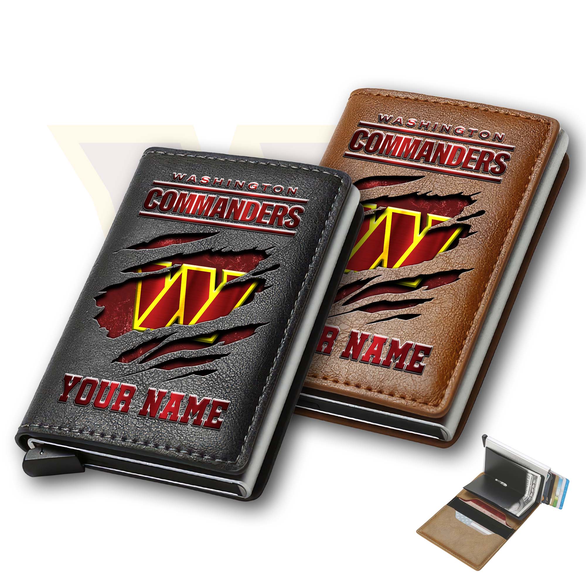 Washington Commanders Men Wallet Custom Your Name, Football Team Men Wallet For Fans, Gifts For Football Lovers
