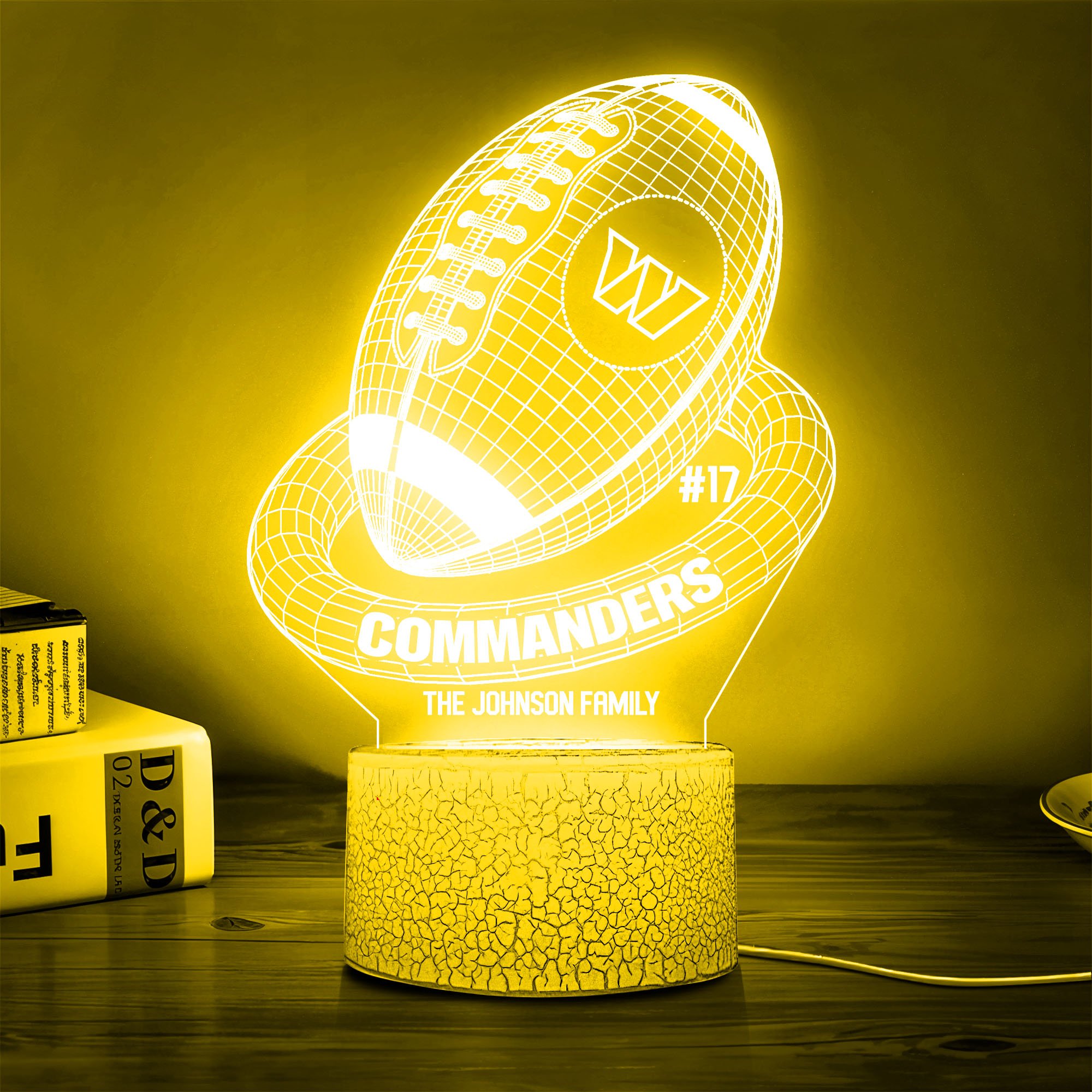 Washington Commanders Sport Team 3D Led Lamps Custom Family Name And Number, Sport Gifts, Sport Home Decor 