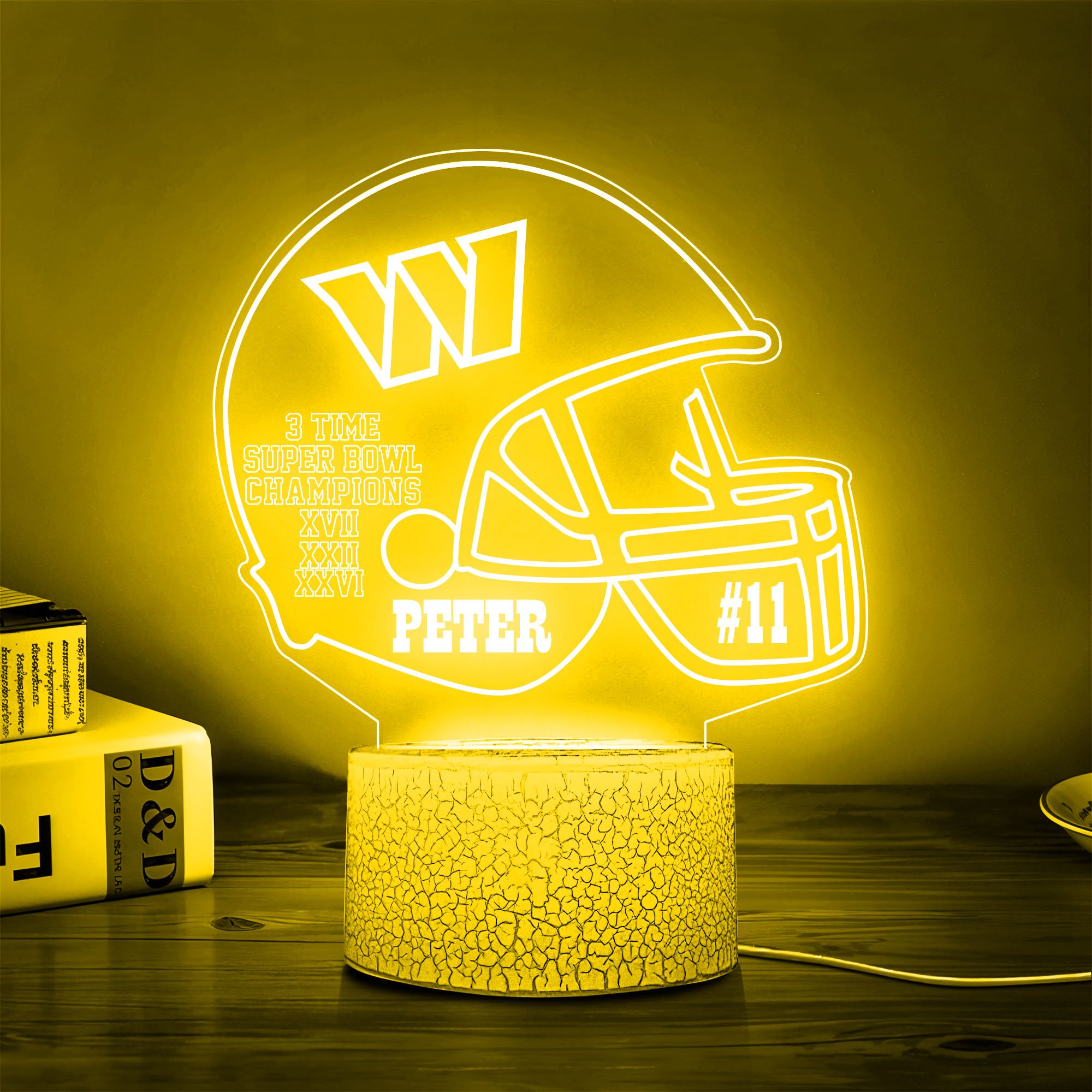 Washington Commanders Team 3D Led Lamp Custom Number And Name, Led Lamp For Sport Fans 