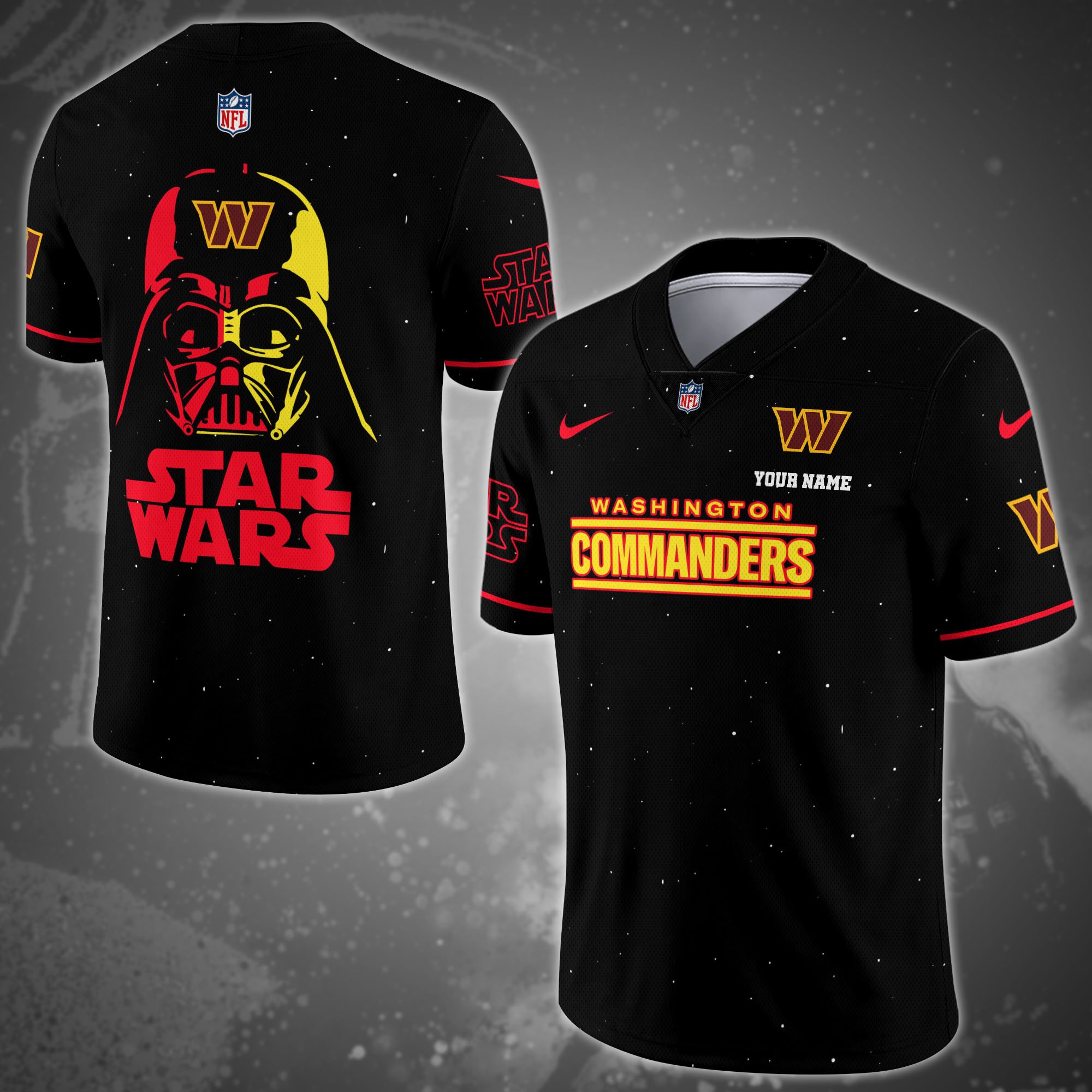 Washington Commanders Team And Star Wars Vneck Football Jersey Custom Name, Sport Shirts, Sport Gifts