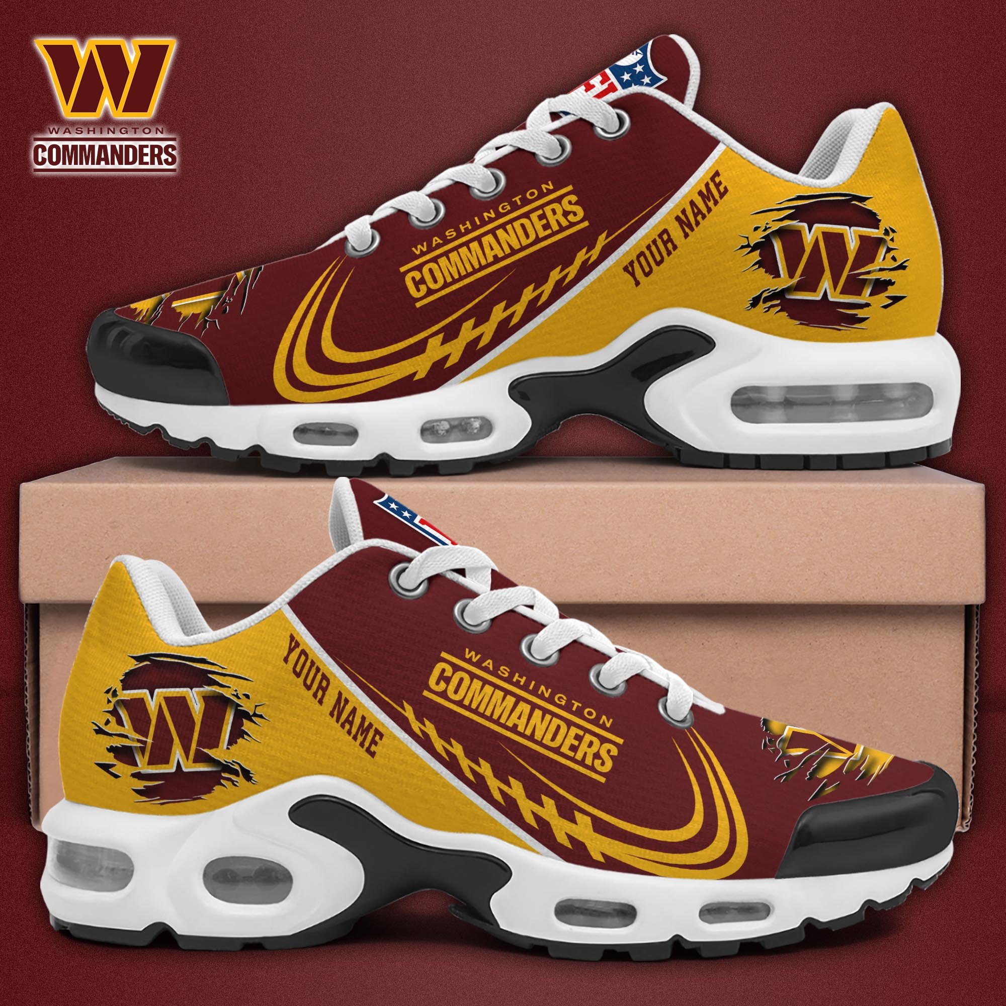 Washington Commanders TN Shoes 2025 Version Custom Name, Sport Shoes For Fan, Fan Gifts