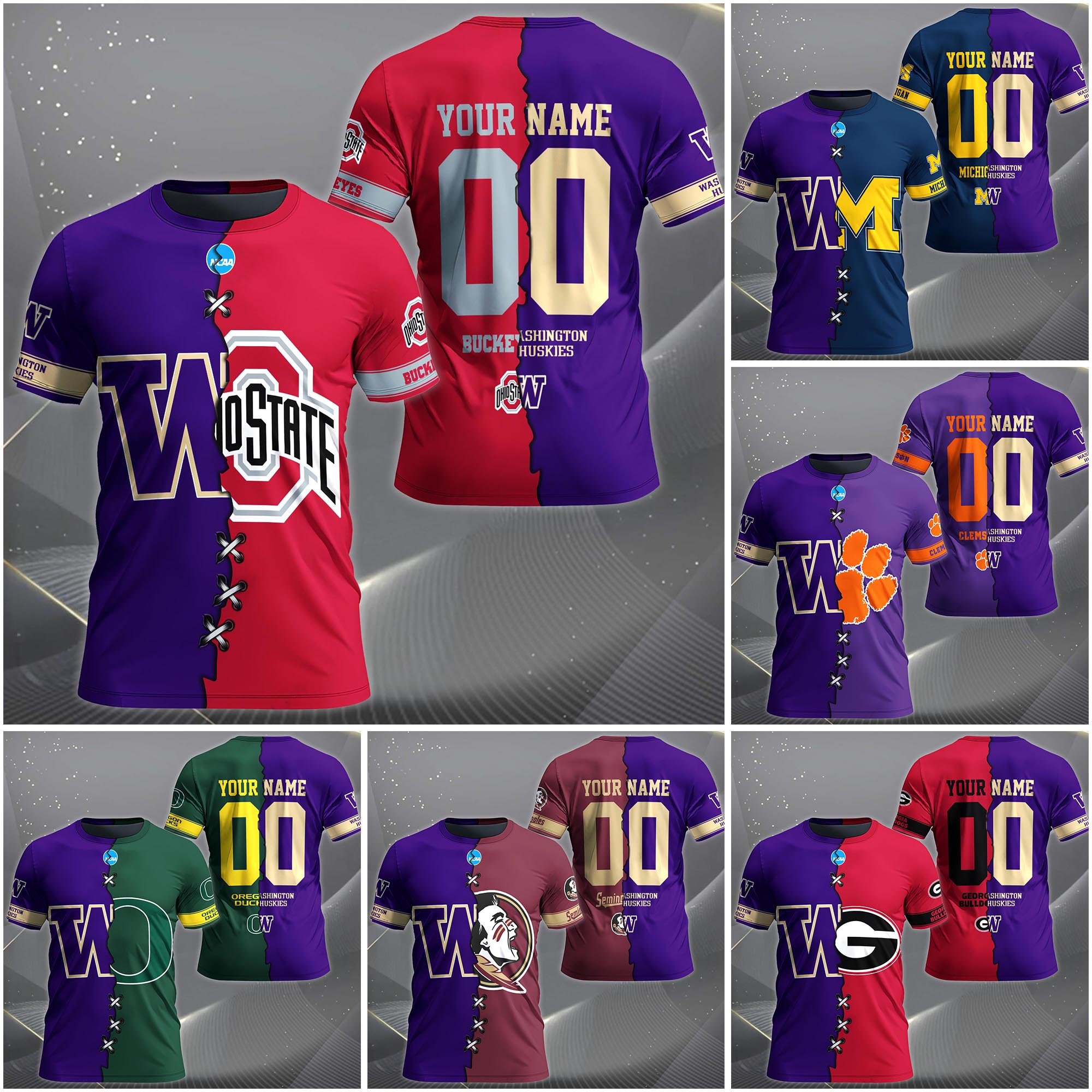 Washington Huskies House Divided T-Shirt Custom Name 2025 Version, Year And Team, Sport Shirts For Fan