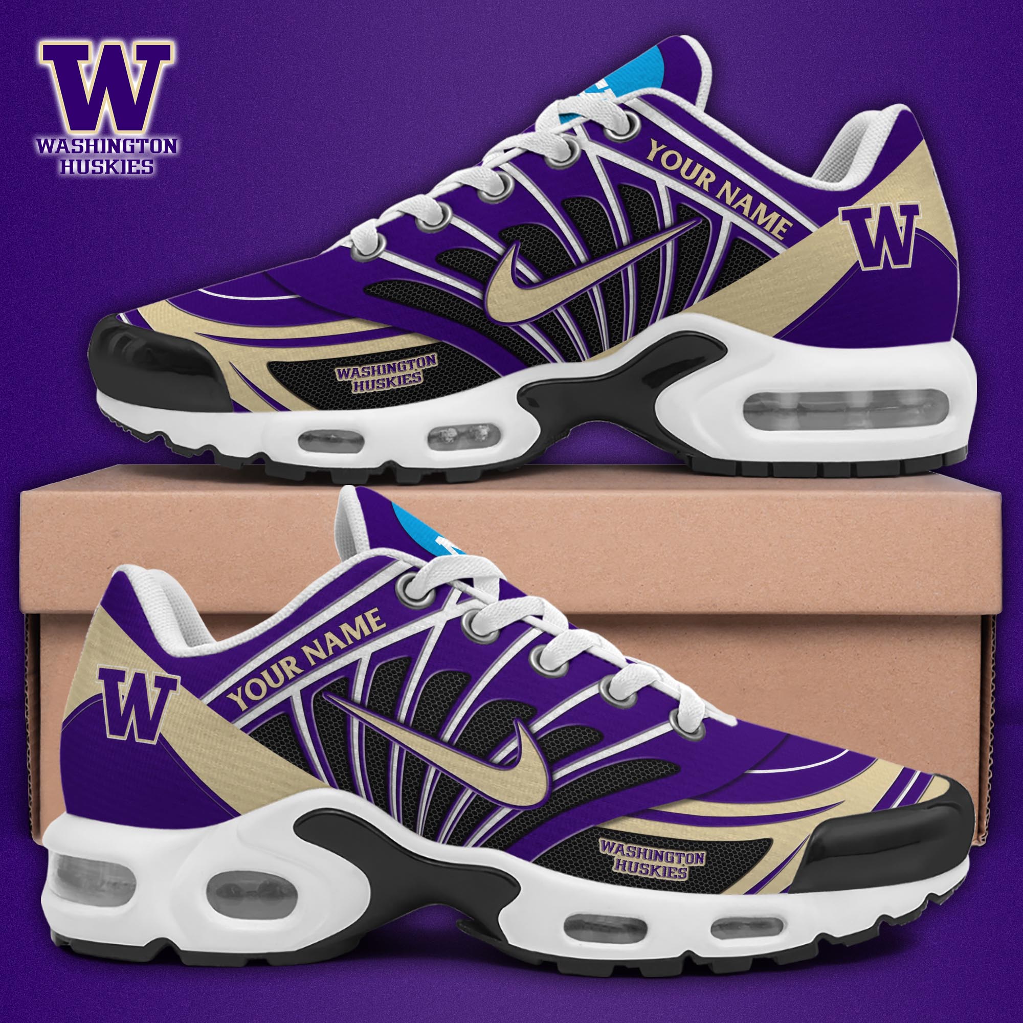 Washington Huskies TN Shoes 2025 Version Custom Name, Sport Shoes For Fan, Fan Gifts