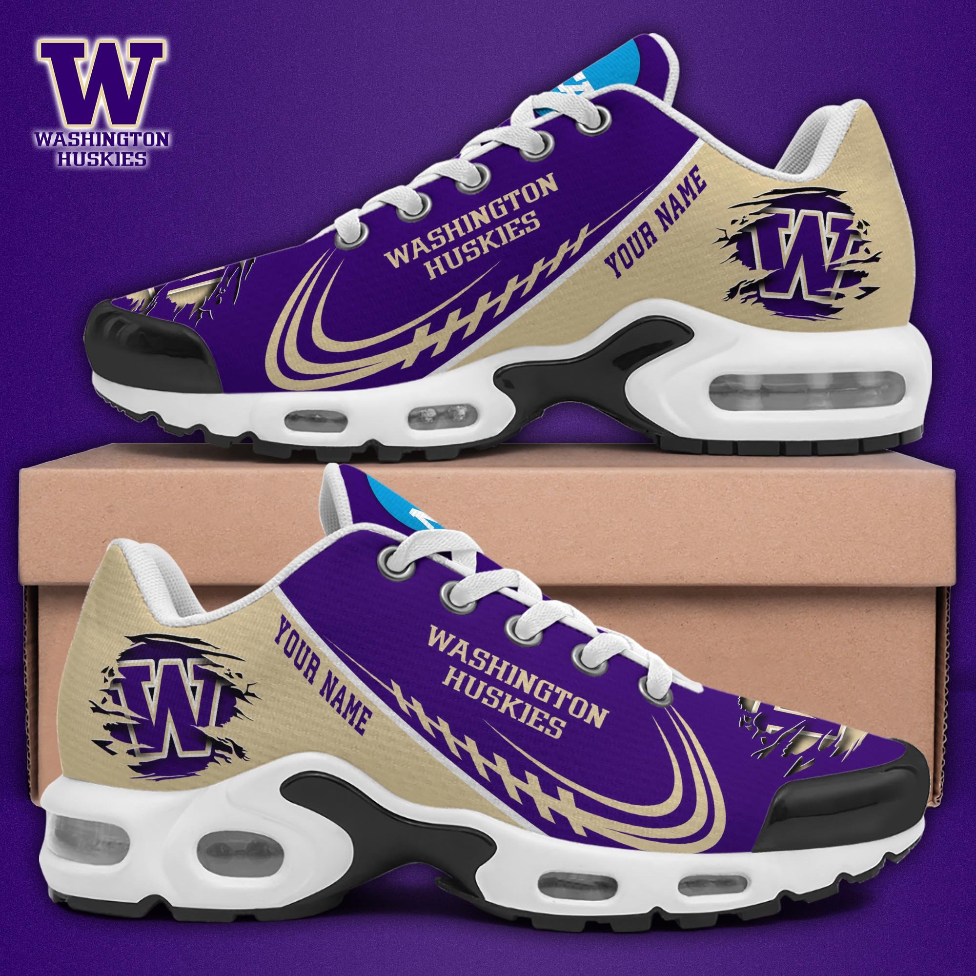 Washington Huskies TN Shoes 2025 Version Custom Name, Sport Shoes For Fan, Fan Gifts