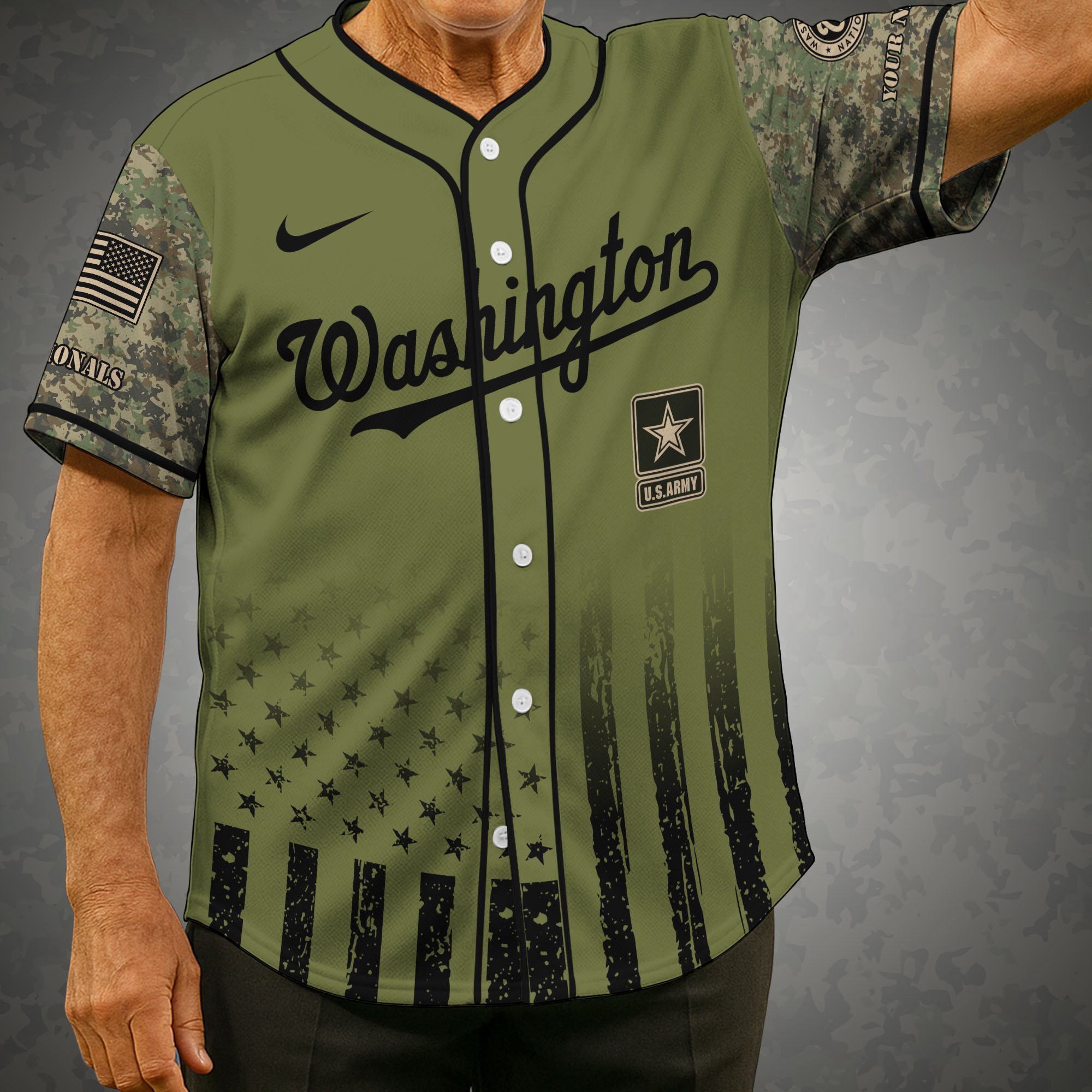 Washington Nationals Baseball Shirt X US Army Military Appreciation Night Jersey Editions Limited 2025 Custom Name, Sport Shirt For Fans