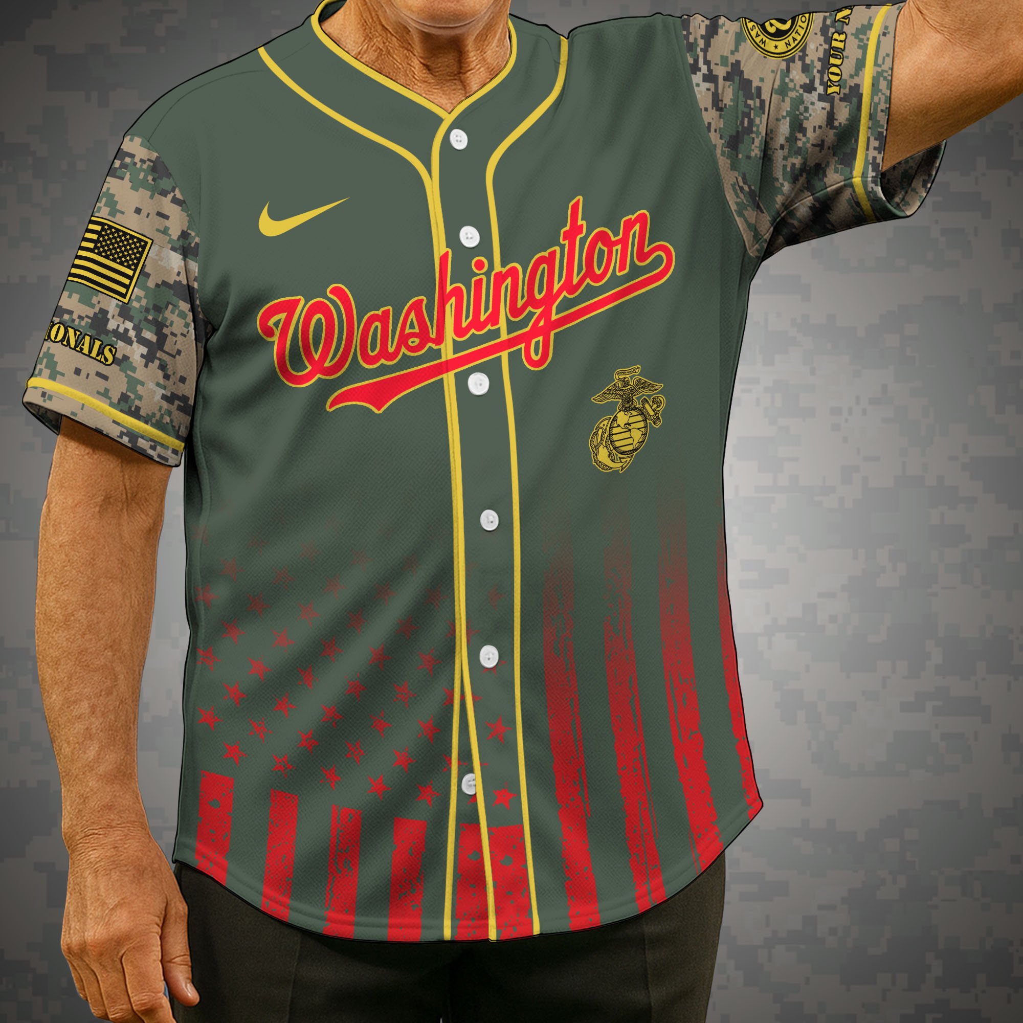 Washington Nationals Baseball Shirt X US Marine Corps Military Appreciation Night Jersey Editions Limited 2025 Custom Name, Sport Shirt, Sport Gifts